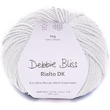 Debbie Bliss Rialto Superwash DK Yarn - 1.76oz / 50g, 115yds / 105m | 100% Merino Wool Light Worsted - White Color - Crochet, Knitting - Soft, Firm Twist & Stitch Definition - Blankets, Clothes