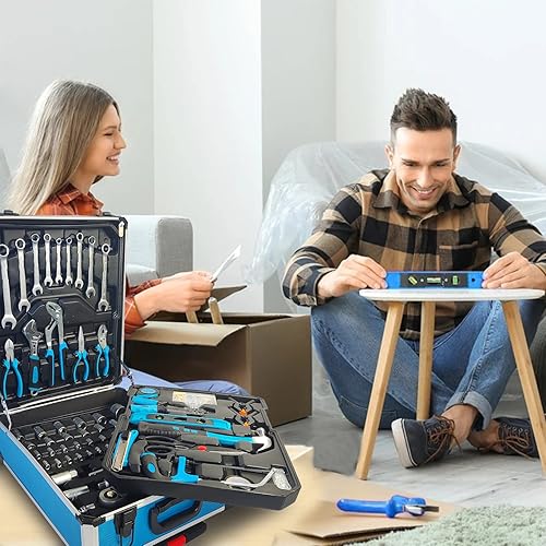 Miniatura 12 de Juegos de herramientas para hombres, kit de herramientas con caja rodante, juego completo para el hogar, juegos de maletas de aluminio, regalo
