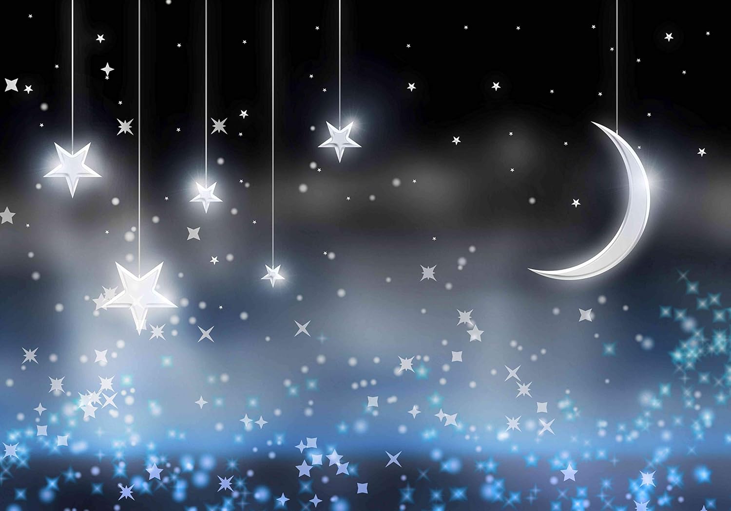 5x3ft Moon and Star Background Baby Shower Photography