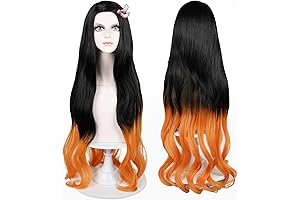 Anime Demon Slayer Nezuko Cosplay Women Wig Black Orange