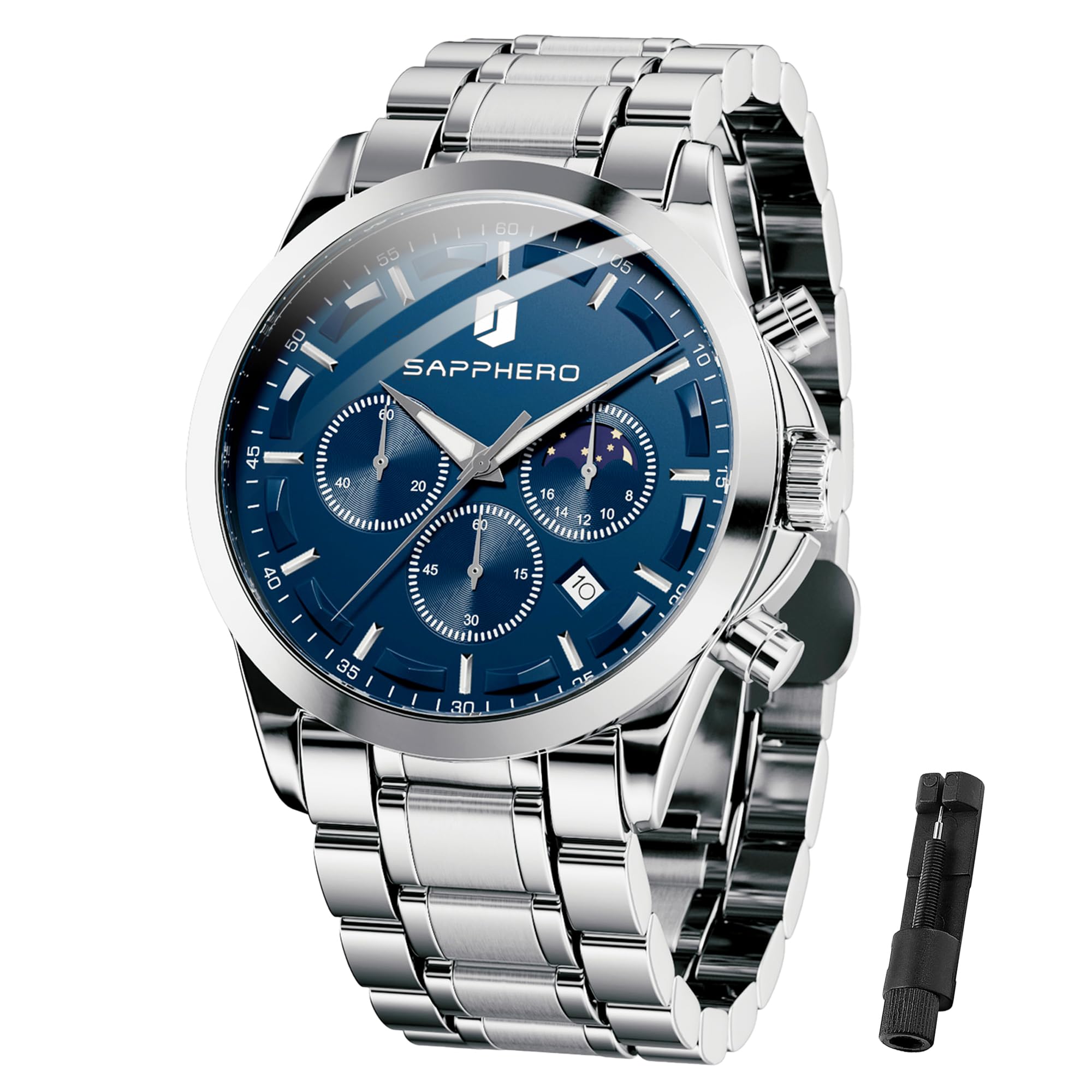 BENYAR BY Orologio da uomo al quarzo analogico in acciaio inossidabile cinturino Timing Date Display impermeabile luminoso orologio Business Casual Sports Watch Fashion Holiday regalo per il padre