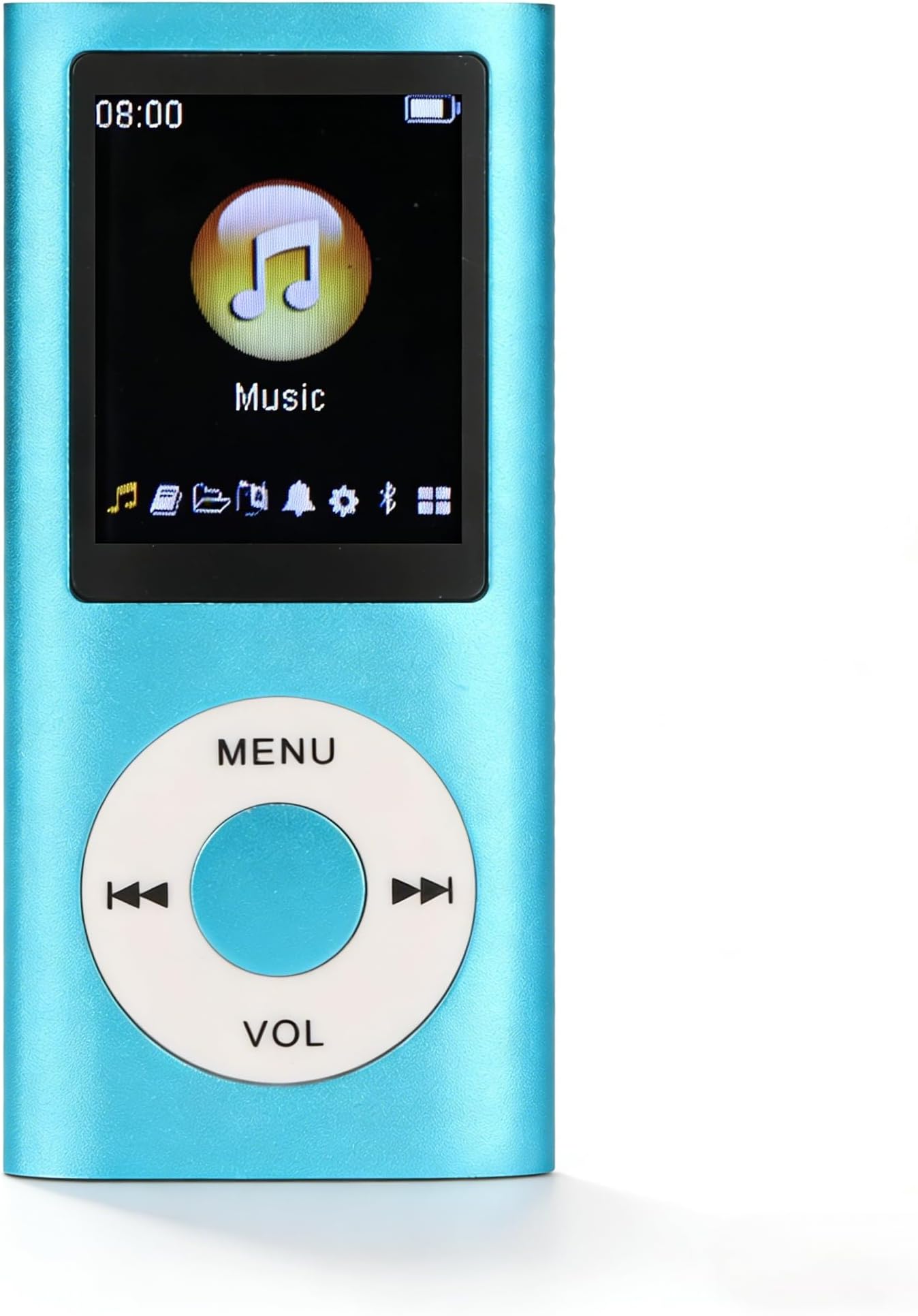 – MP3 Player with Bluetooth, 1.8 Inch Screen, HiFi Lossless Sound, Portable Digital Music Player Supports 64GB TF Card for Sports, Running (Earphones Included) (Blue)