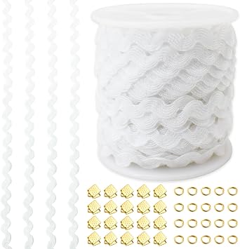 White Wave Bending Fringe Trim 25 Yards 5mm Rick Rack Fabric Ribbon for DIY Sewing Craft Clothing Flower Making Home Party Wedding Decoration Lace Supply