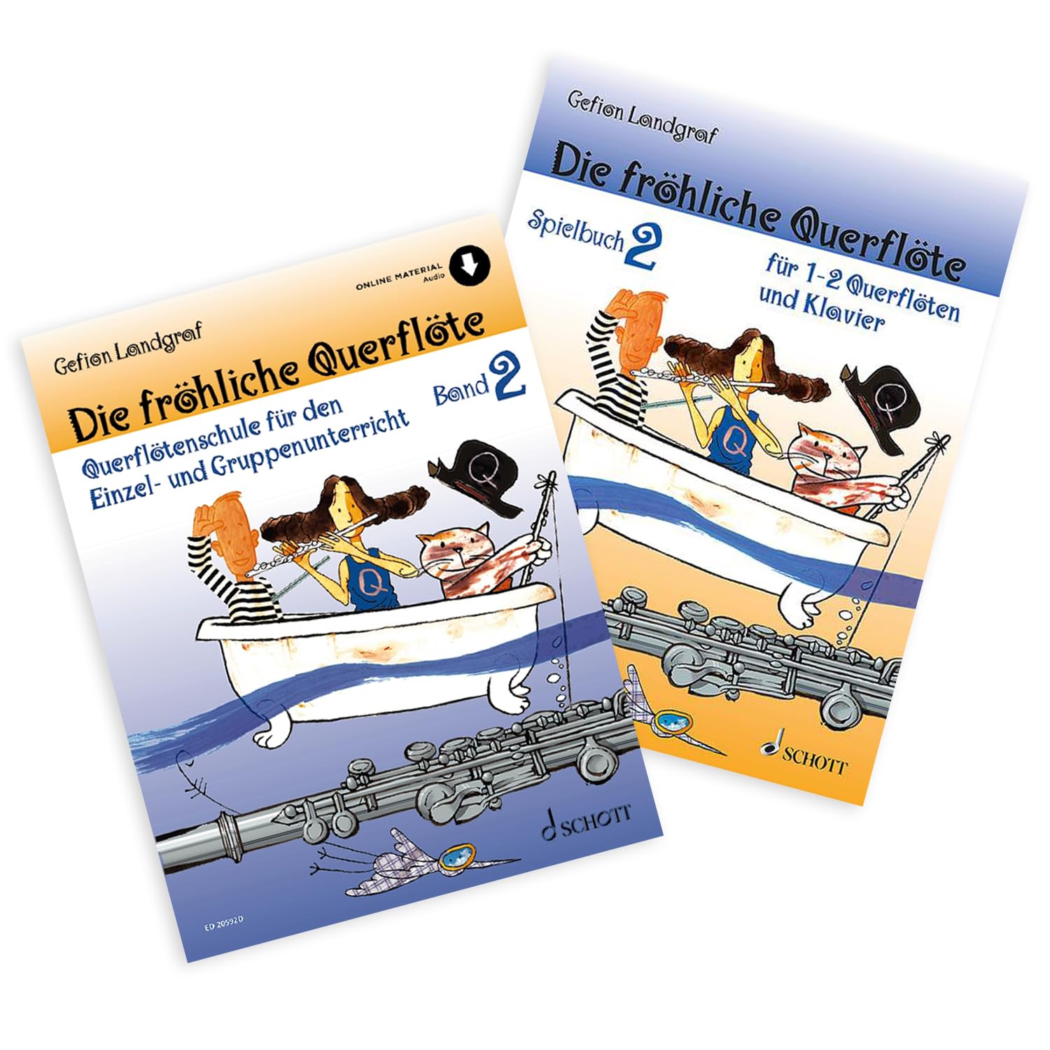 Die fröhliche Querflöte 2 + Spielbuch: (Starterset) mit Online Audio - Band 2 von Gefion Landgraf (ISBN 9783795721886, 9783795745974) + Soundman Reinigungstuch
