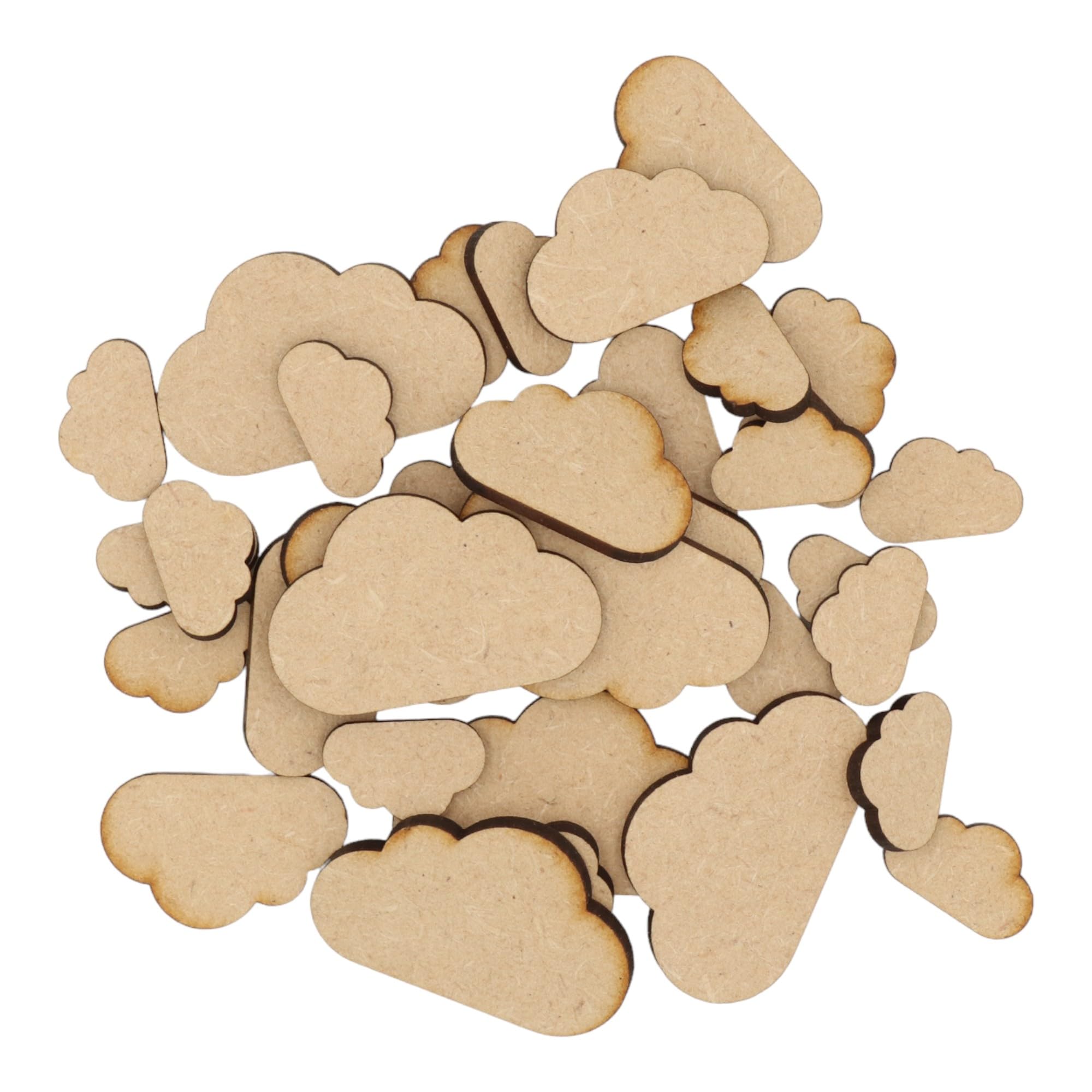 Wooden Clouds S1 Multiple Sizes - MDF Craft Shape Blank Decoration Embellishments Laser Cut DoodleTech (Size: 70mm / Pack: 50)