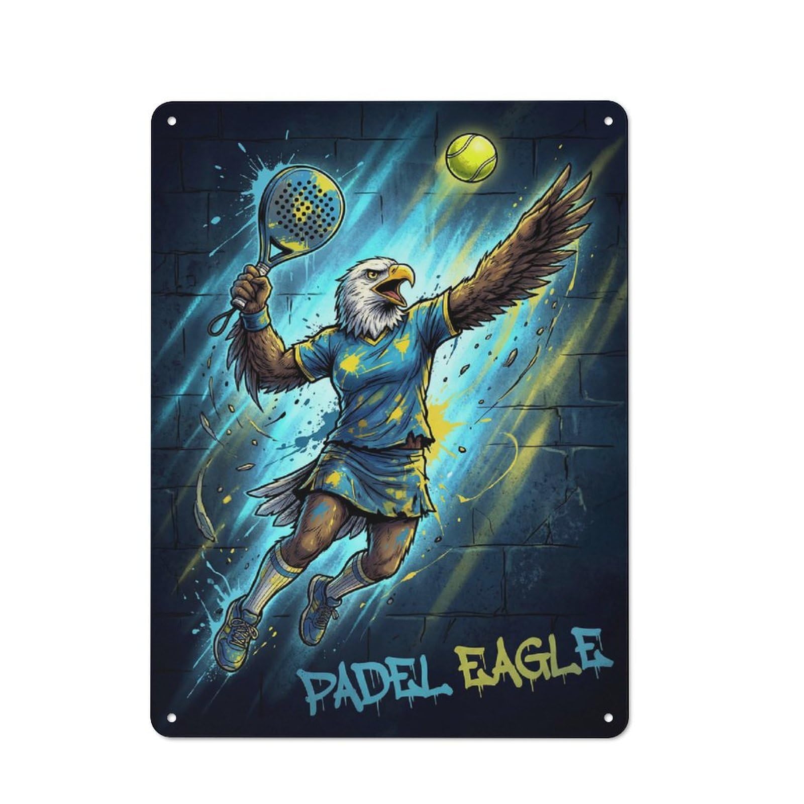 Junmoney Style-20 Padel Eagle Action Shot Vintage Metal Wall Decor 40X30cm, Vintage Metal Sign For Cafe, Bistro, Bakery Or Restaurant