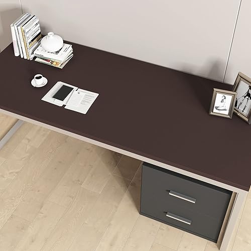 Miniatura 2 de Decotalk Papel tapiz marrón para despegar y pegar, 17.7 x 200 pulgadas, papel de contacto marrón oscuro, papel tapiz extraíble para dormitorio,