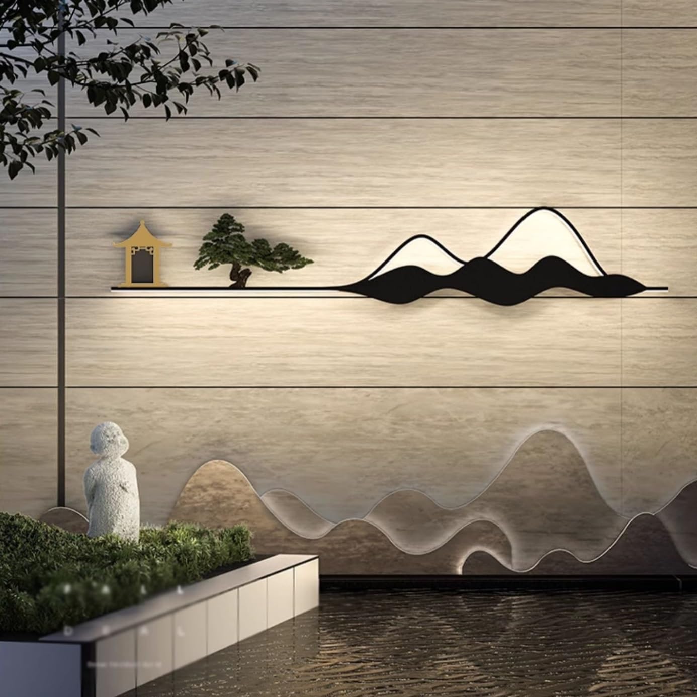 Außenbeleuchtung Außenbeleuchtung Villa Außenwand Chinesische Wandleuchte, Gartenterrasse Hintergrund Wanddekoration Gartenbeleuchtung Veranda-Beleuchtung Outdoor
