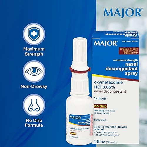 Miniatura 5 de MAJOR PHARMRUGBY Bomba Descongestionante nasal Spray 12hr Oxymetazoline HCL 0.05% 1.0 fl oz
