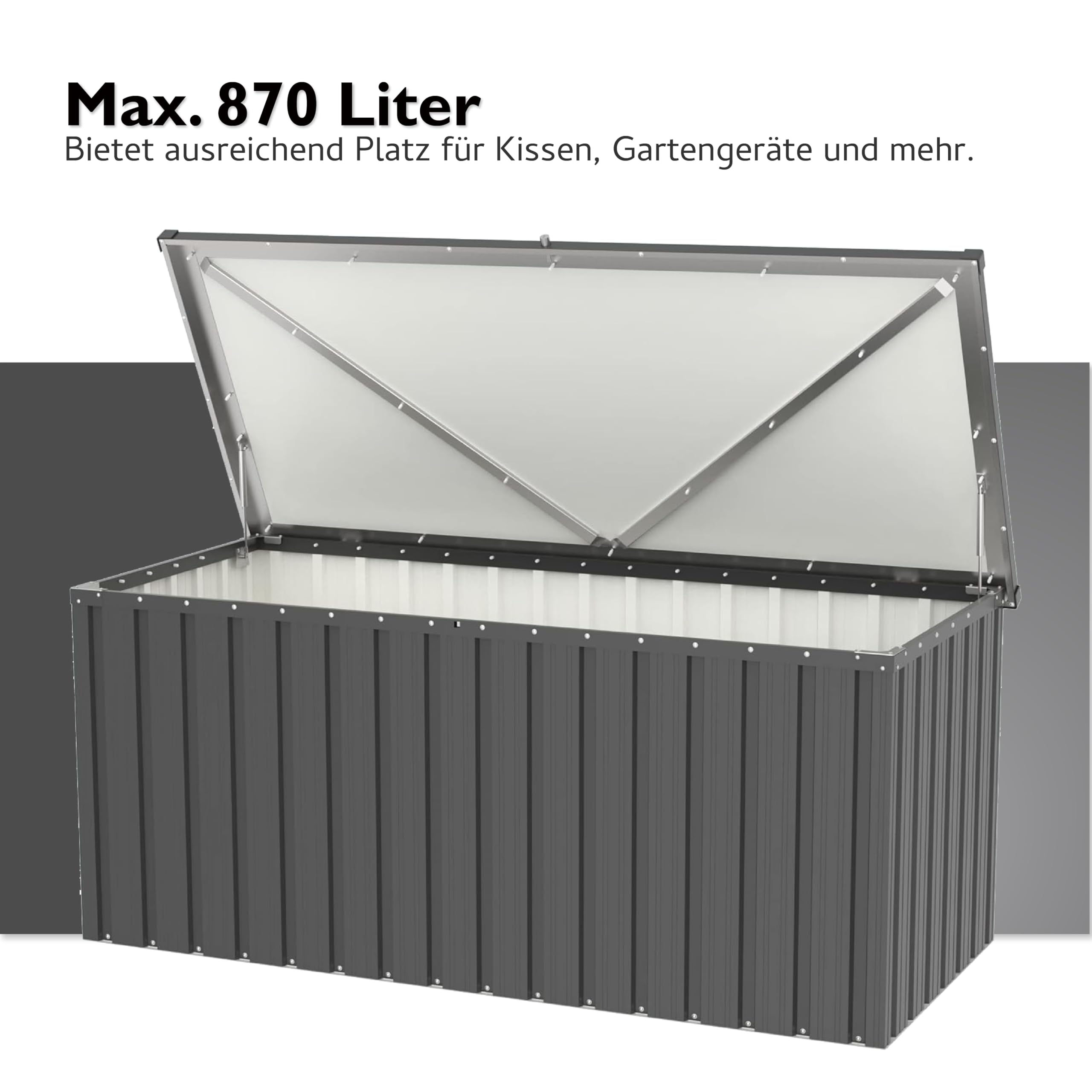 tepro Universalbox Store Large, Aufbewahrungsbox / Kiste . Gartenbox, Groß, Abschließbar, Nutzinhalt max. 870 L, Anthrazit