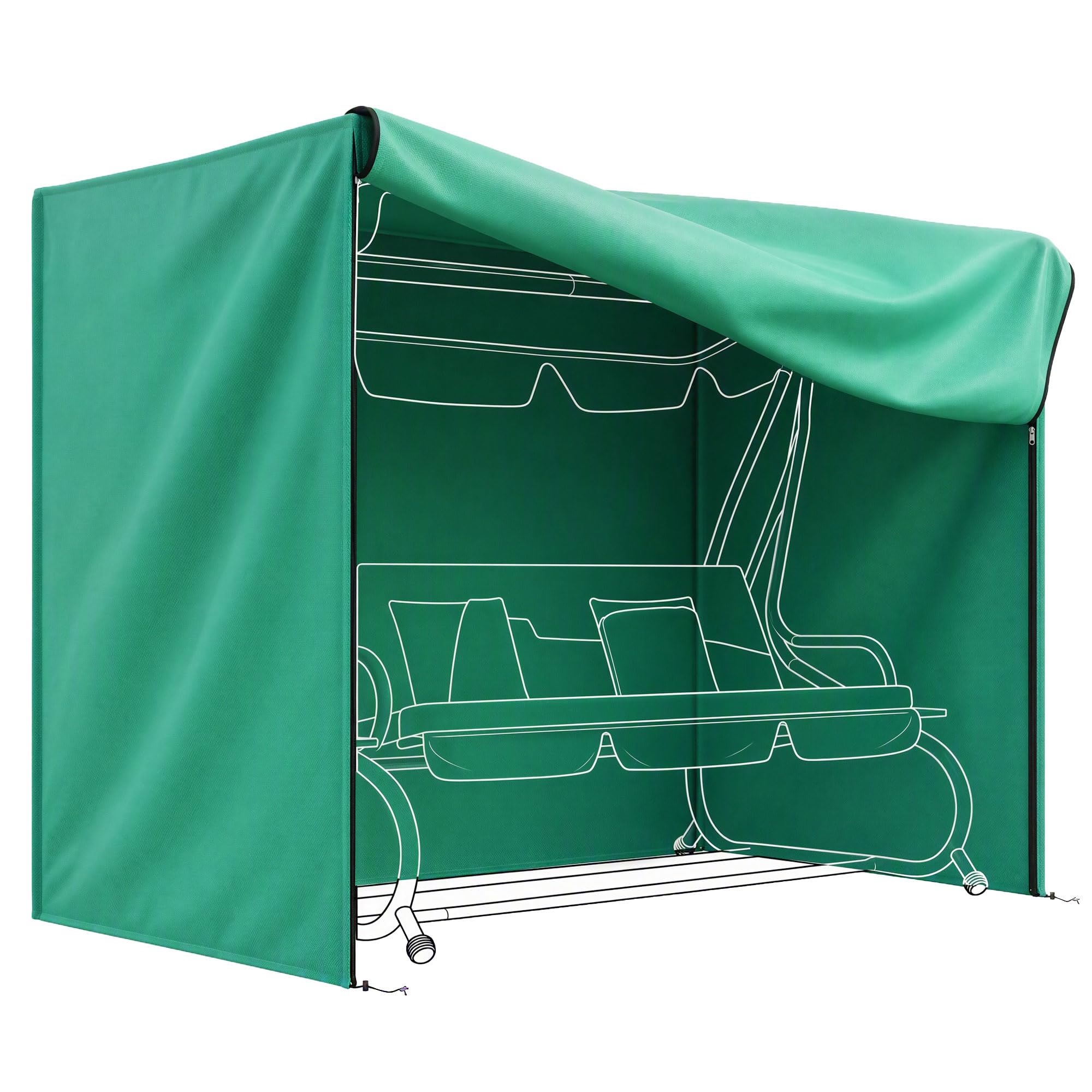 Outsunny Unisex Green 3 Seater Garden Swing Cover, Windproof And Anti-Uv,
