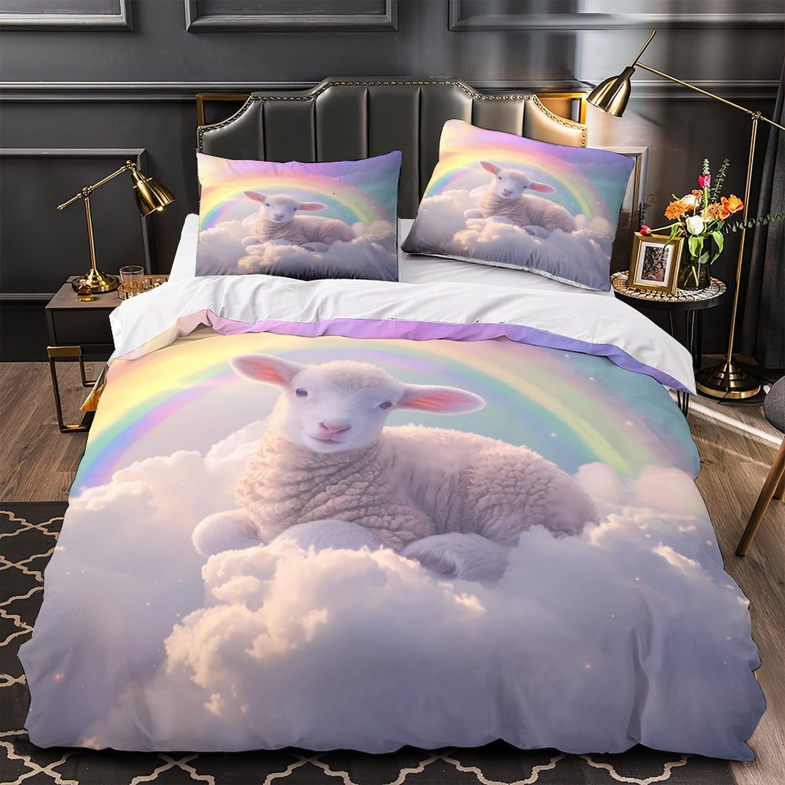 Housse de couette cochon d'inde imprimé 3D parure de lit microfibre résistante 260x220