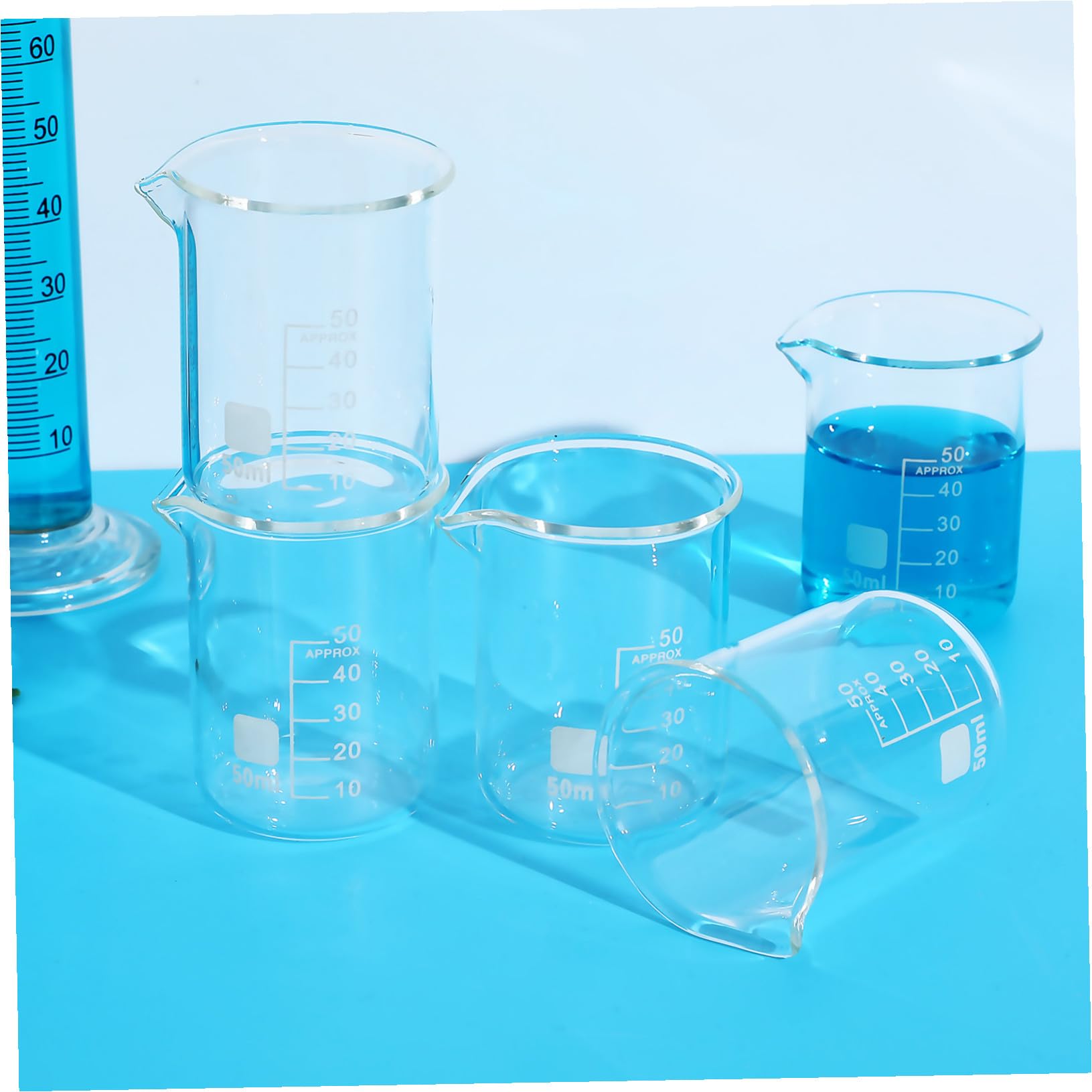 SHINEOFI Vasos Medidores de Vidrio Uso Versátil Resistentes y Estables de 50 Ml Set de 20 y Diseño Simple y Elegante para Laboratorio