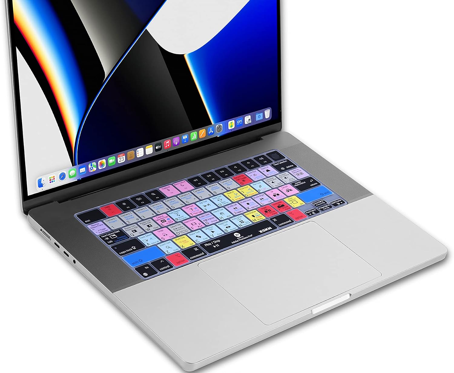 XSKN Premiere Pro Shortcut US Layout Silicone Keyboard Cover Skin for 2021 Released MacBook 14 inch A2442 16 A2485 with ( M1 / Max chip ) Liquid Retina XDR Display Touch ID, K-400