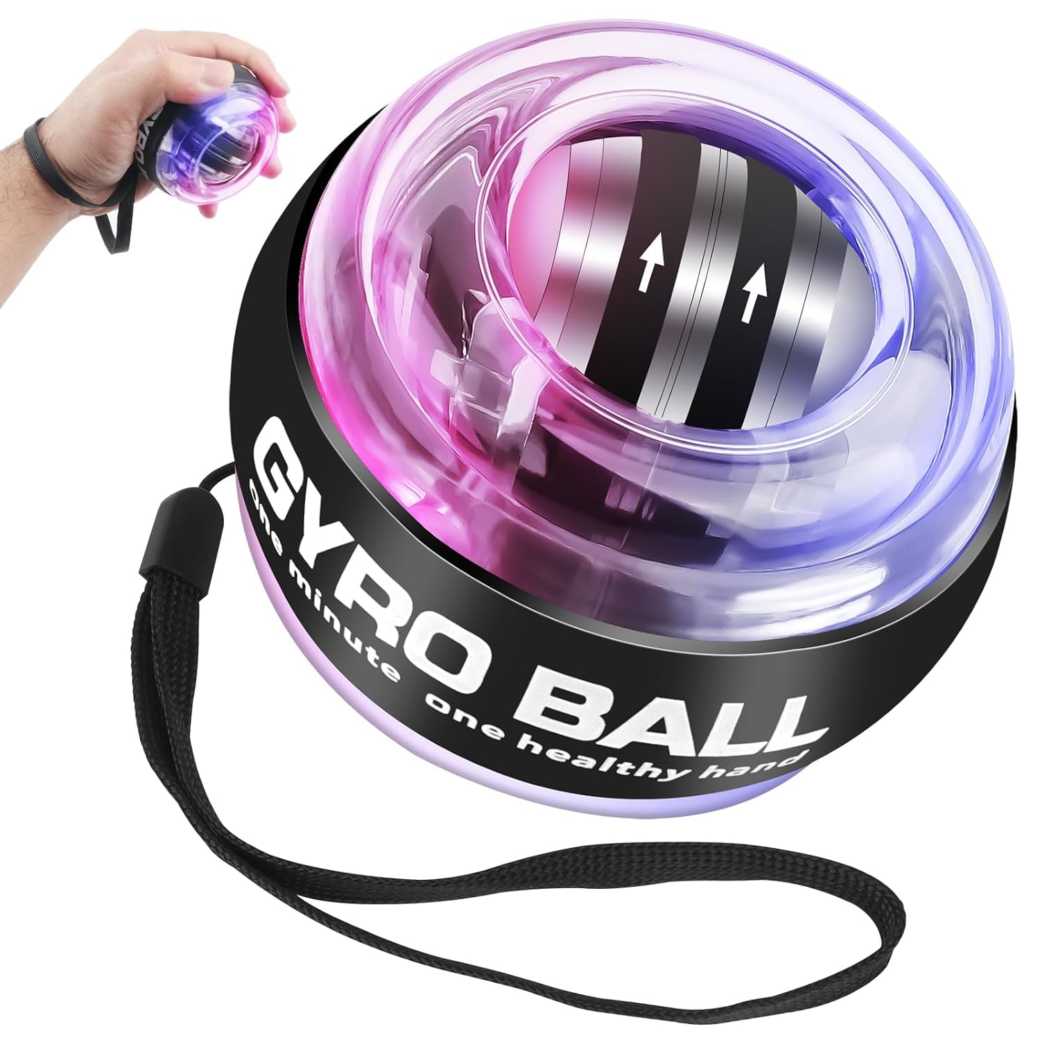Gyro Ball Wrist Exerciser, Auto-Start Wrist Power Gyro Ball, Gyroscopic Forearm Exerciser, Powerball Gyroscope for Wrist Arms Fingers Wrist Bones and Muscles Strengthening & Training-image-30