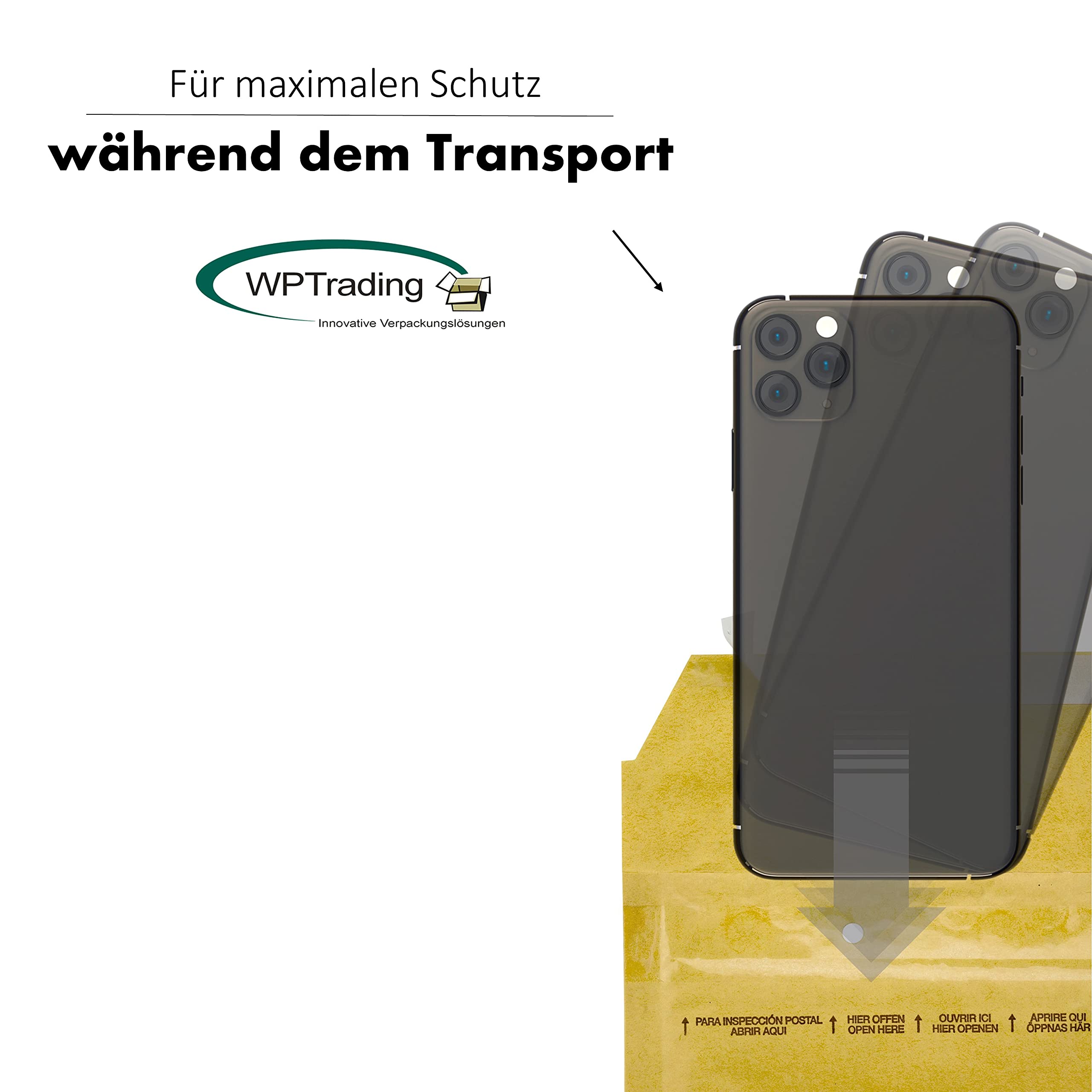 200 Stück Luftpolstertaschen A4 250 x 350 mm Gr.7 (G) goldgelb selbstklebend - Kraftpapier Luftpolsterumschläge mit Luftpolsterfolie - Luftpolster Versandtaschen für Bücher & Warensendung