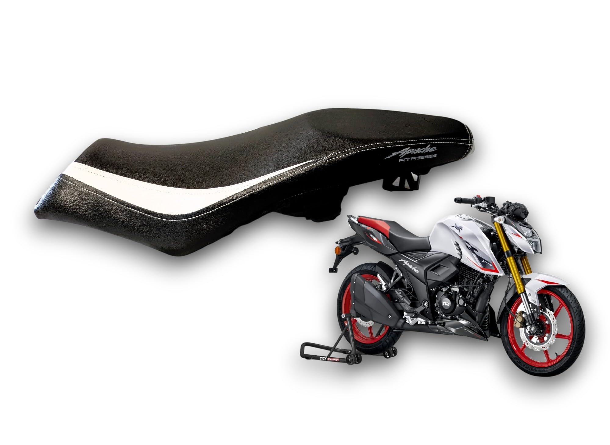 Apache 4V160 RTR Bike SEAT Cover,PU Leather,Ready to FIT,Rope PROVIDEDDUAL Colour White Black-image-28