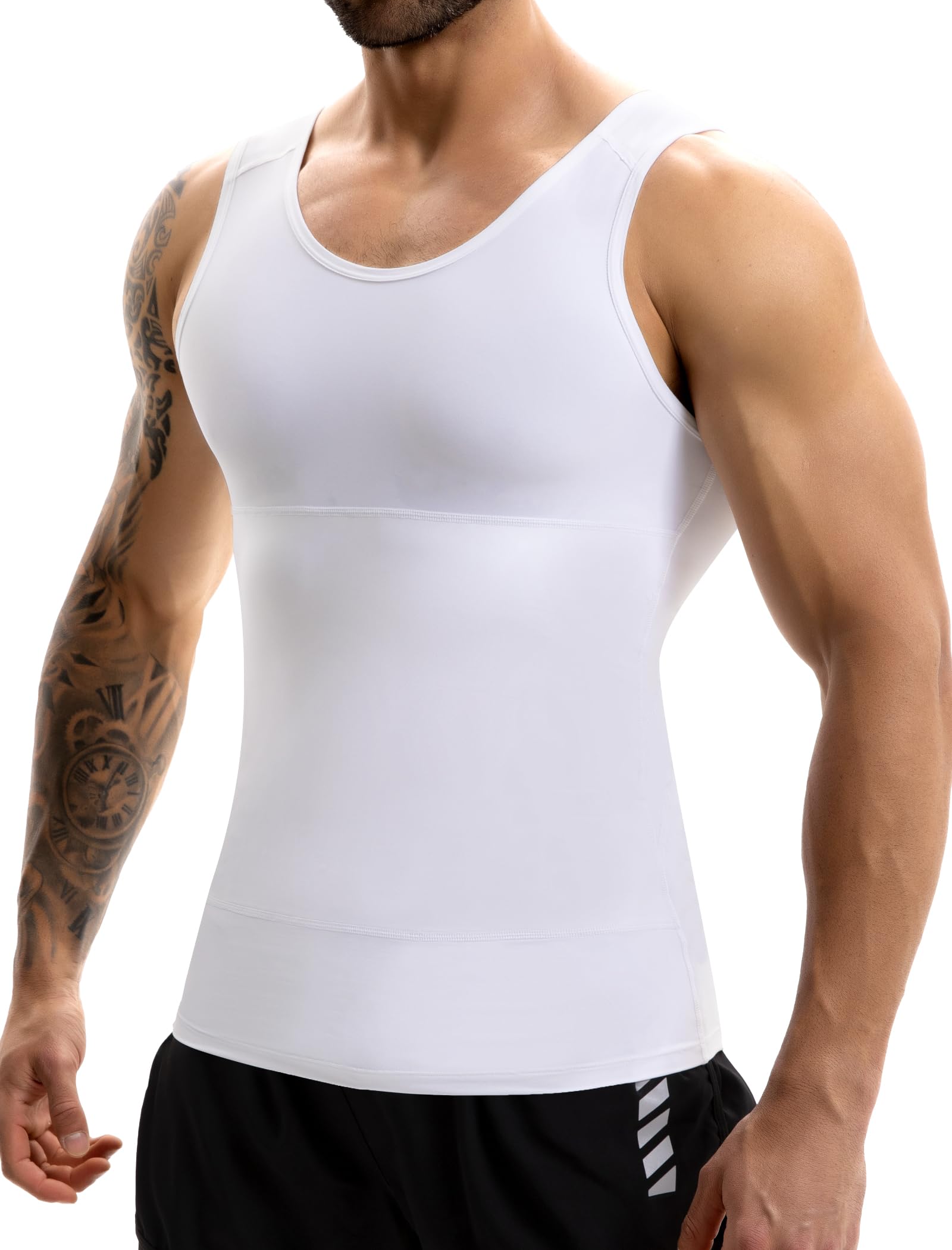 MISS MOLY Shapewear Herren Kompressionsshirt Elastische Bauch-Weg Unterhemd Miederbody Taillenformer Tank Top Ärmellos Body Shaper Männer Bauch Top Weste