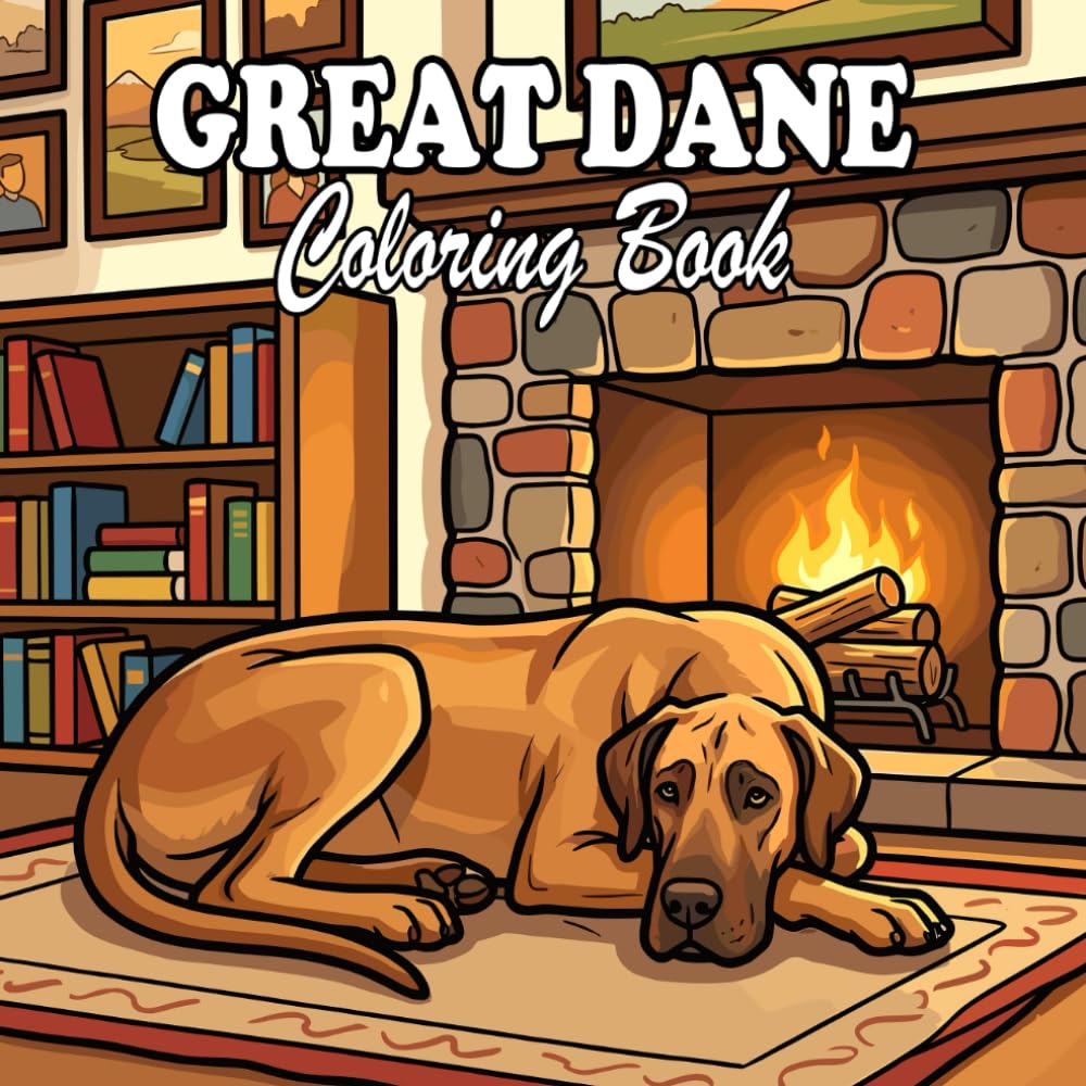 Great Dane Coloring Book: Cute & Cozy Great Danes for Kids and Adults