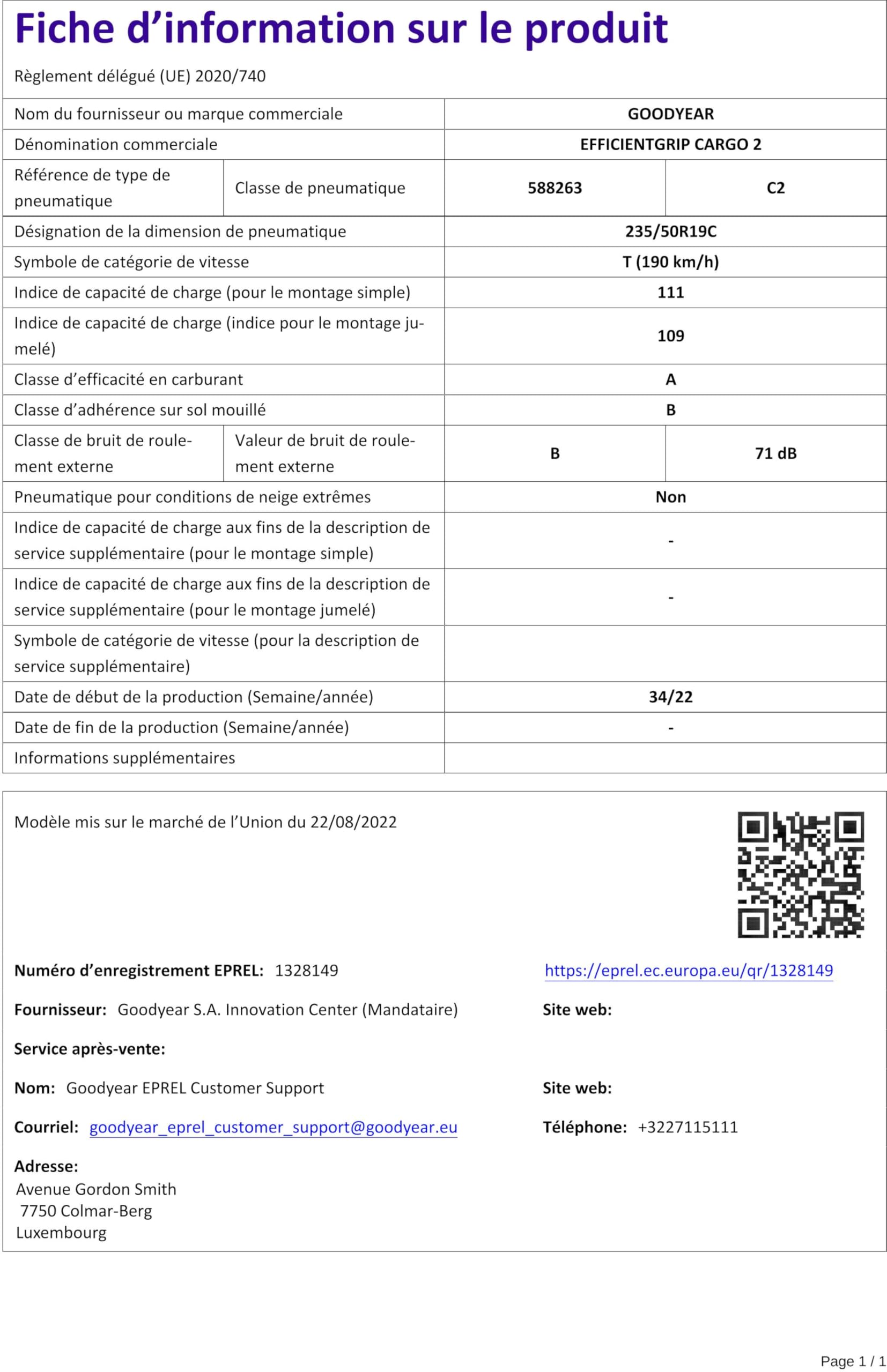 Goodyear Pneumatico per Furgone, Standard