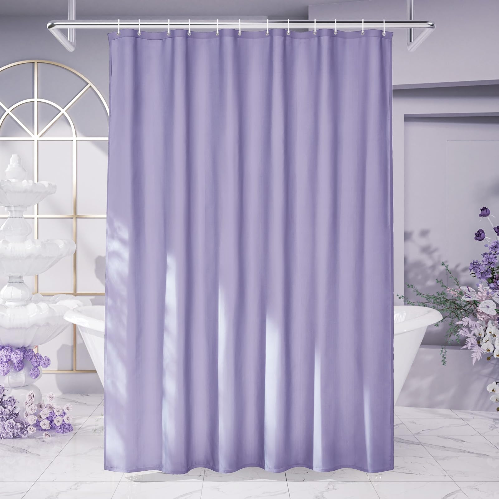 Cortinas Baño Blanca Antimoho Antibacteriano Impermeable Poliester Tela Lisa Lavable, con 12 Ganchos Plásticos, 180x200 Cortina. — view 51