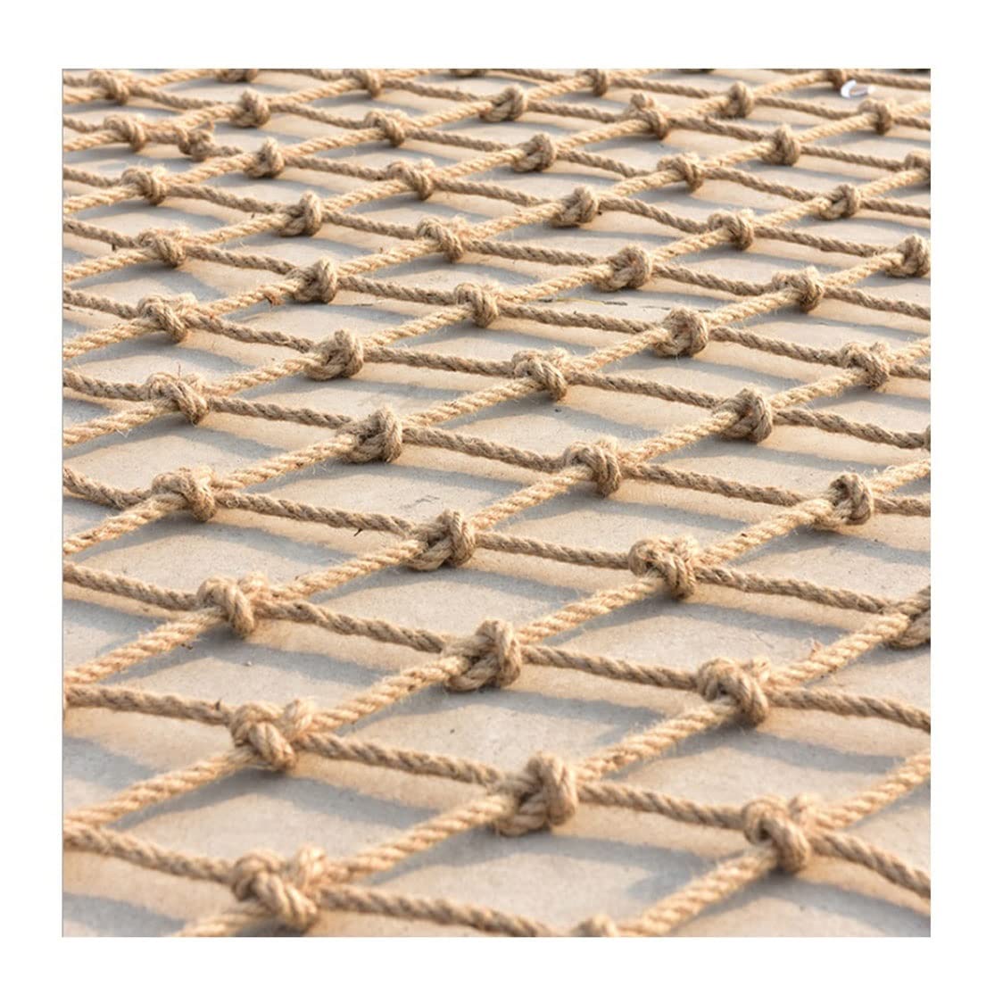 GJMSSMY Hemp Rope Net - Heavy-Duty Safety Net for Kids Climbing & Stair Protection Outdoor Patio & Balcony Use 8mm Thickness 5x5m (16.4x16.4ft)