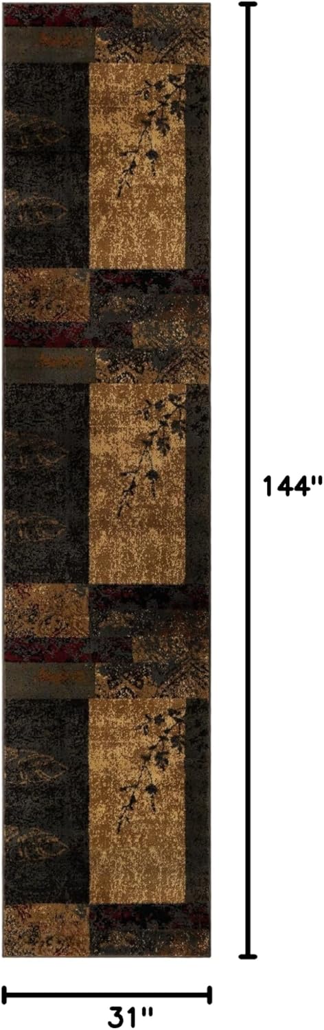 Unique Loom Barista Collection Area Rug - Pache (2' 7" x 12' Runner, Beige/Black)