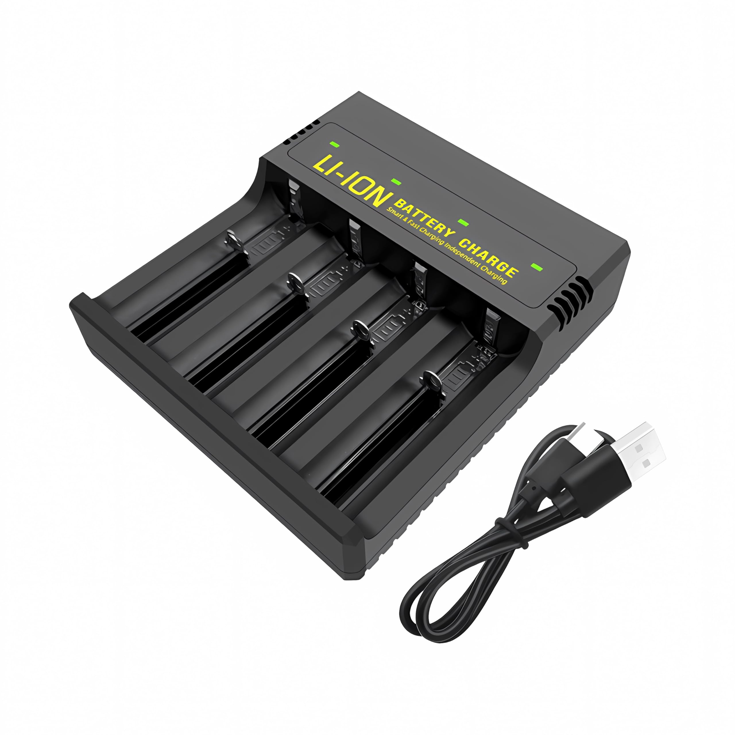 18650 Battery Charger,4 Bay 3.7V Lithium Battery Charger, Smart USB can Quickly Charge,Suitable for Various Lithium Batteries 26650/21700/18650/18500/18490/16340/14500