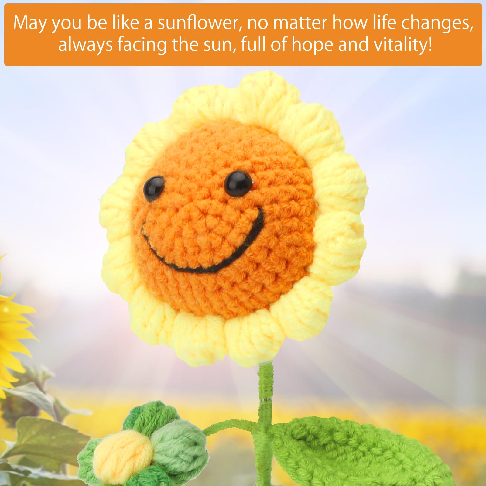 DAWRIS Car Bobblehead Sunflower Crochet Potted Flowers Dashboard Decor Shaking Heads Nodding Doll Car Interior Decor Ornaments Fun Gifts for Men Women - Image 4