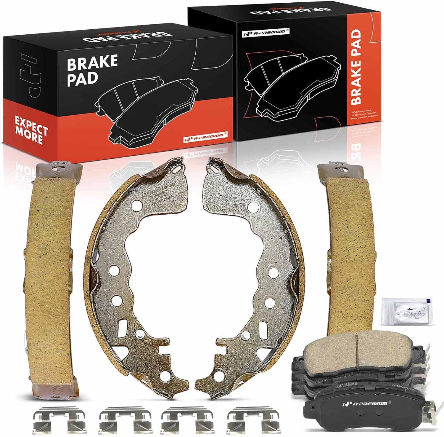 A-Premium Front and Rear Ceramic Brake Pads Set Compatible with Nissan Models - Kicks 2018-2021, Versa 2020-2021, 8-Pack