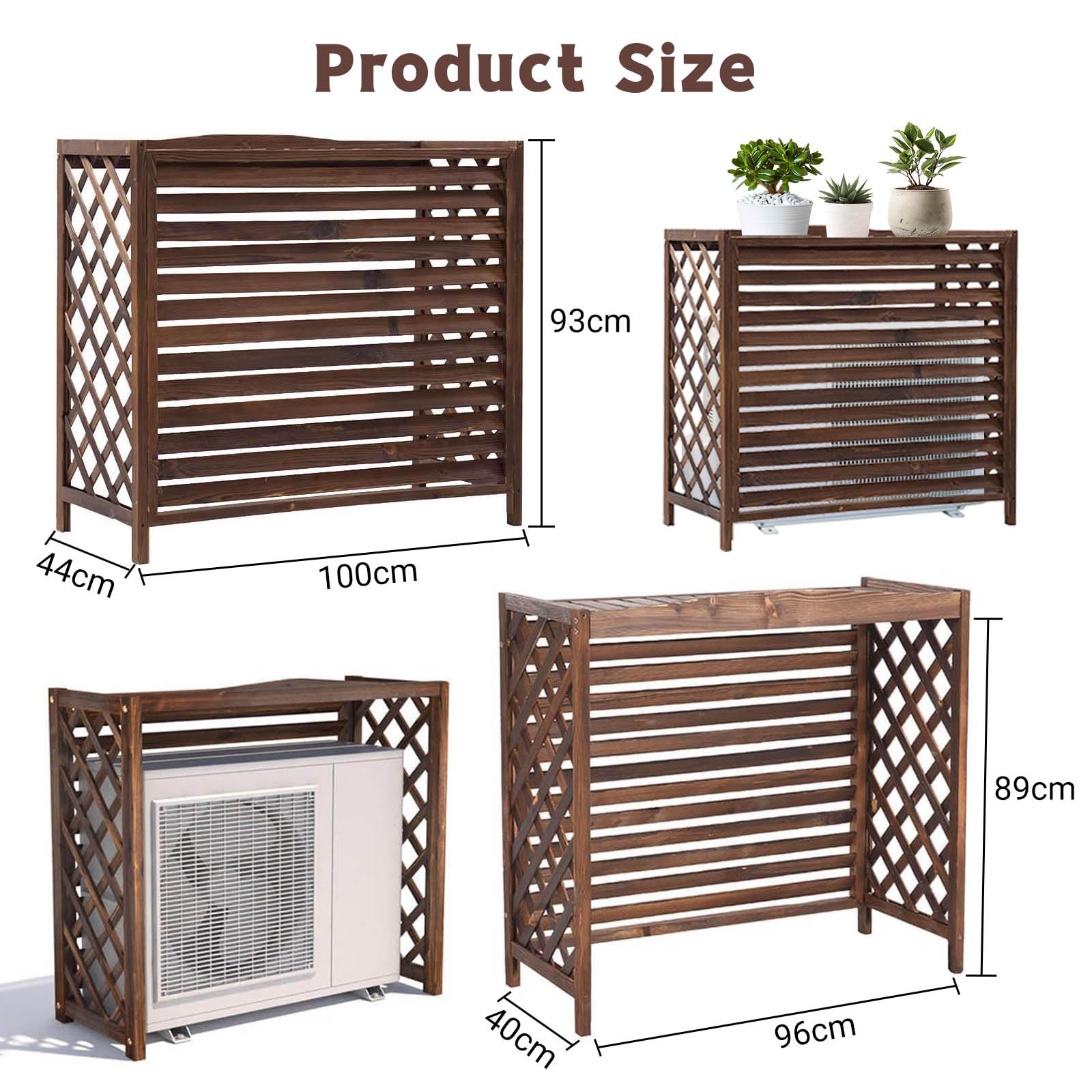 Madera Cubre Aire Acondicionado Exterior Valla Ocultacion Madera Funda Aire Acondicionado Exterior Grande Protector Aire Acondicionado Exterior Cubierta Aire Acondicionado Madera(100x44x93cm)