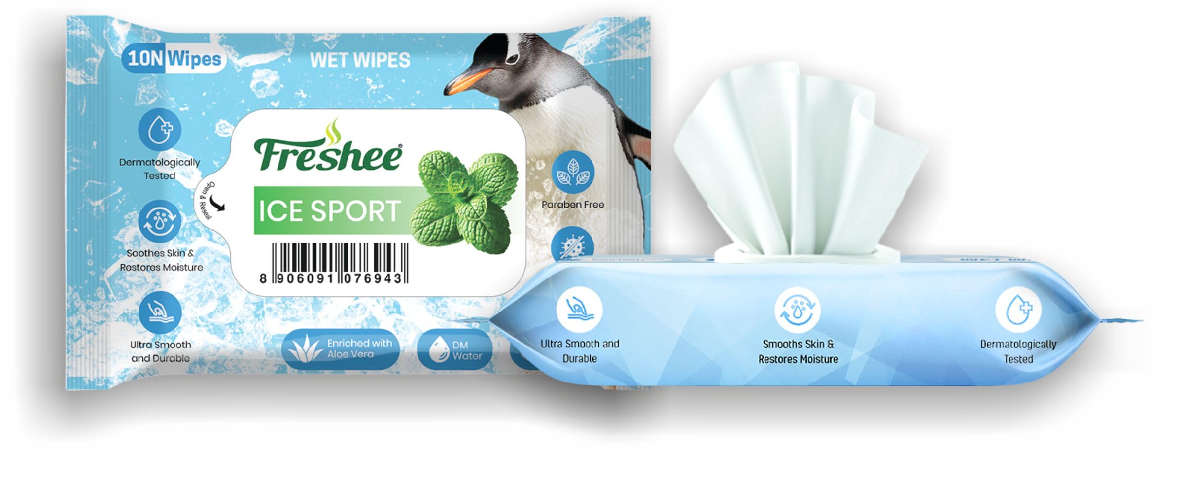 Freshee Wet Wipes | Suitable for All | Pack of 1 (10 Wipes Each) | Gentle on Skin | Enriched with Ice Sport Fragrance for Fresh Feel | Travel Friendly & Pocket Size | Ideal for Home Office Use-image-5