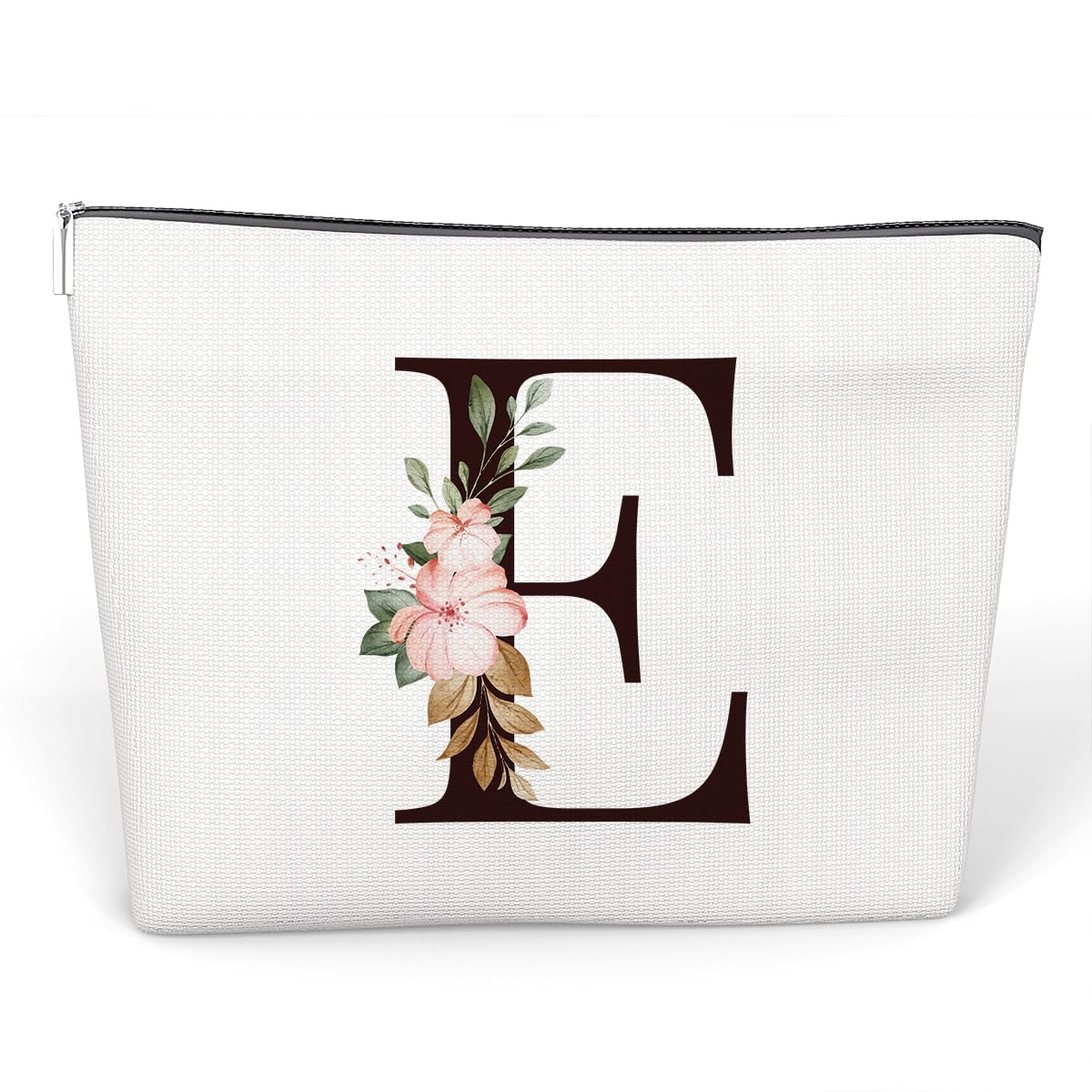 anhpoverPersonalized Makeup Bag, Letter E Black Cosmetic Bag For Women, Birthday Gifts For Woman Friend Bestie Mom Daughter, Wedding Gifts For Bride Bridesmaid, Travel Makeup Pouch Set Of 1 - D05