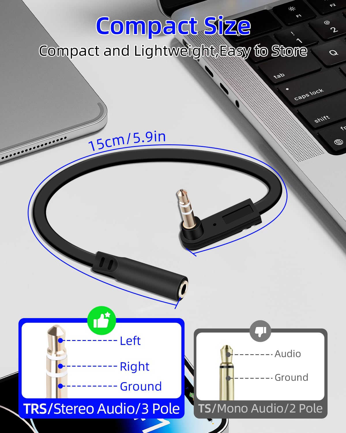 Przedłużacz audio 3,5 mm (wtyczka kątowa do gniazda)