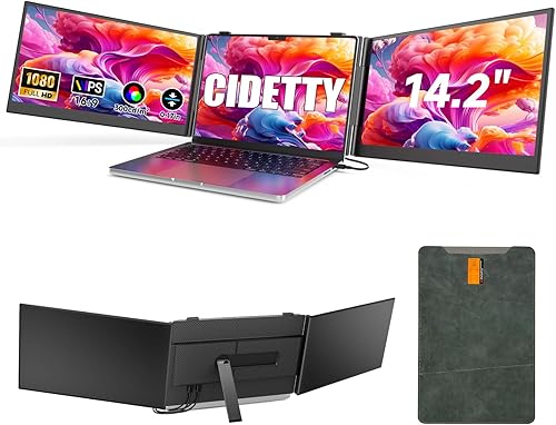 Monitor extensor de pantalla para portátil ultrafino, 14.2 pulgadas, 1080P FHD ligero, triple pantalla, monitor portátil para portátiles, apto para