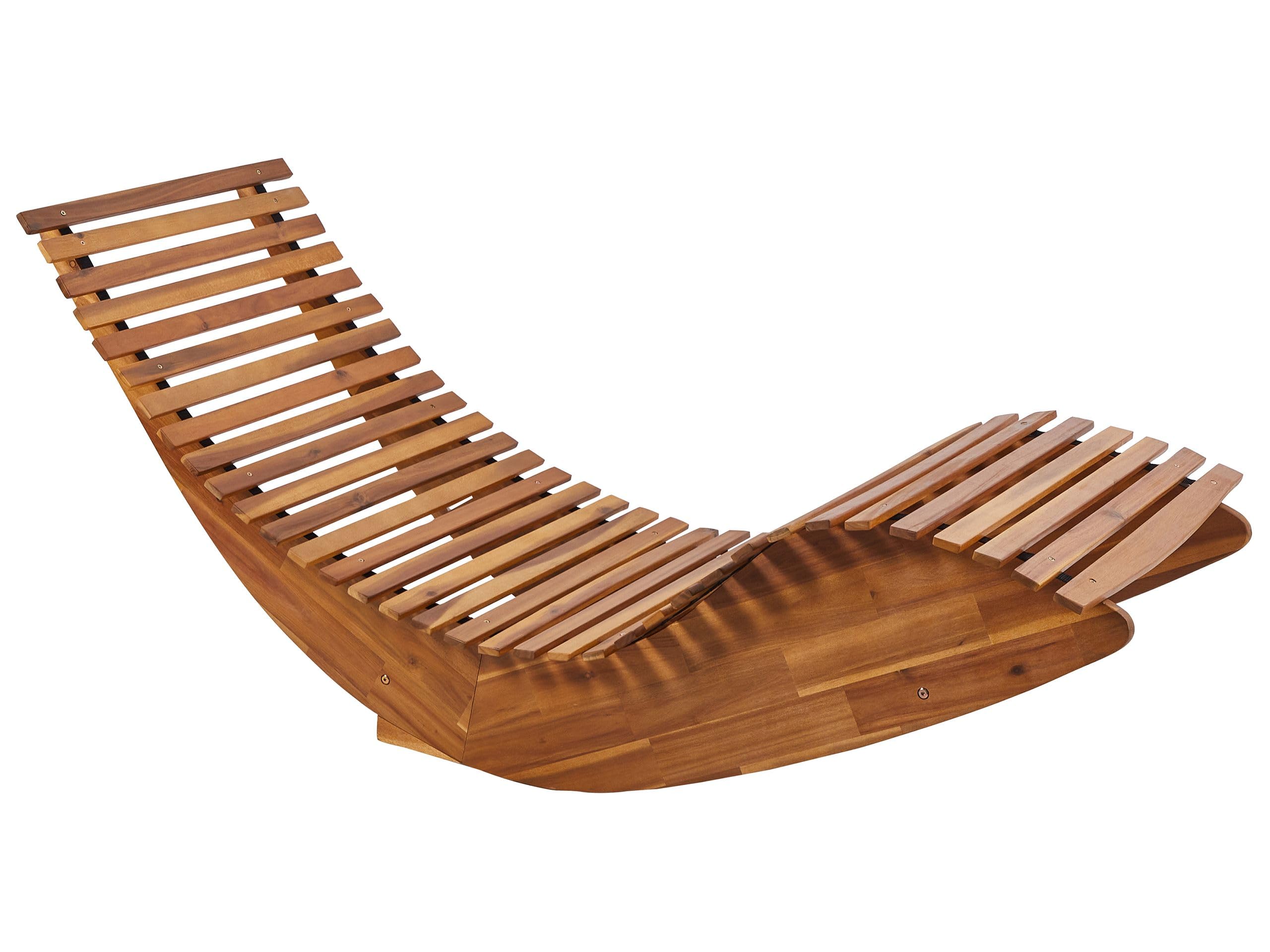 Beliani Bain de Soleil à Bascule pour Jardin et Patio en Bois d'Acacia Clair Naturel Brescia II