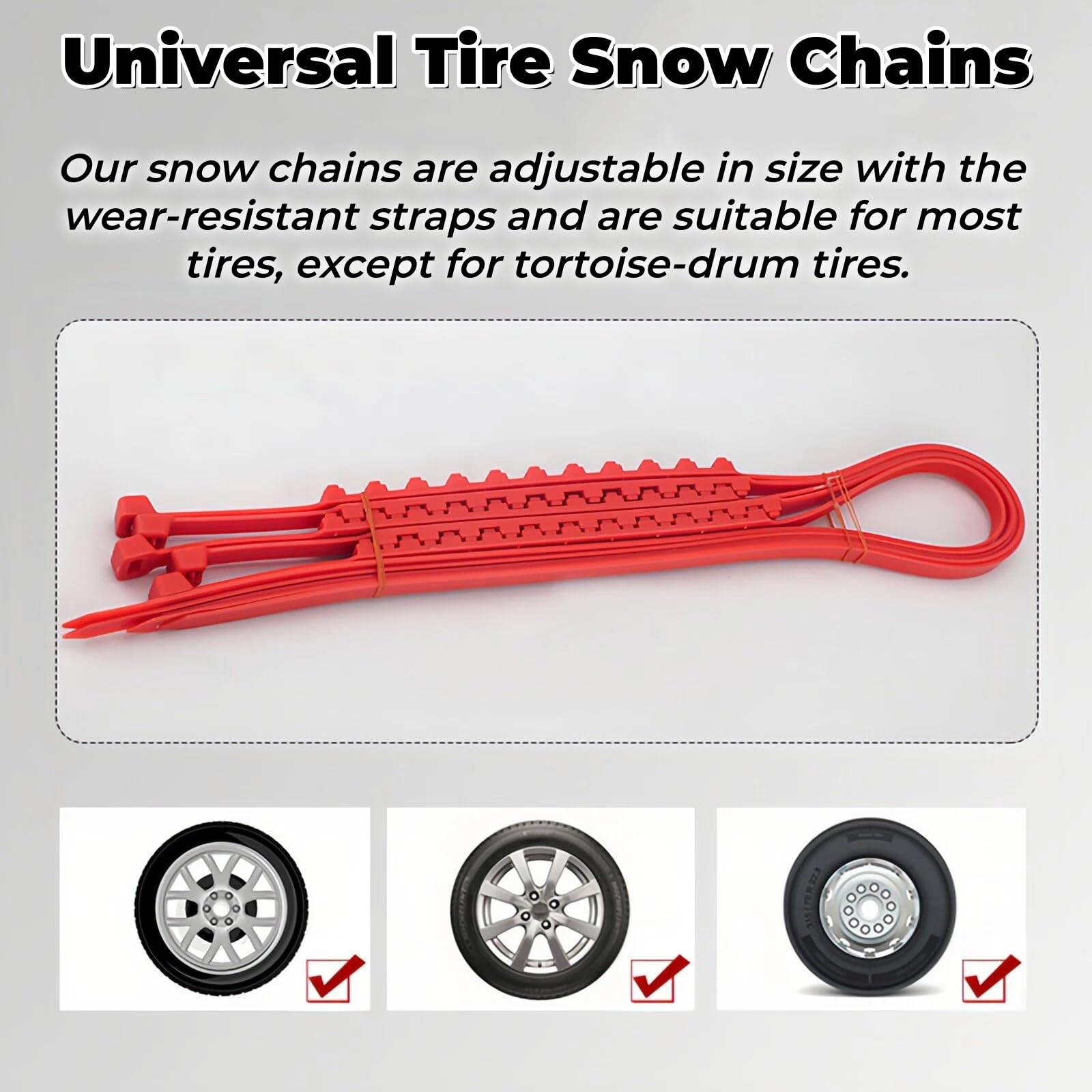 10 Pièces Chaînes Neige Universelles Antidérapantes Nylon, Hiver Pneu Anti-Dérapage Chaînes, Ceinture Pneu Voiture Antidérapante, avec Brosse de Nettoyage, pour SUV, Voiture