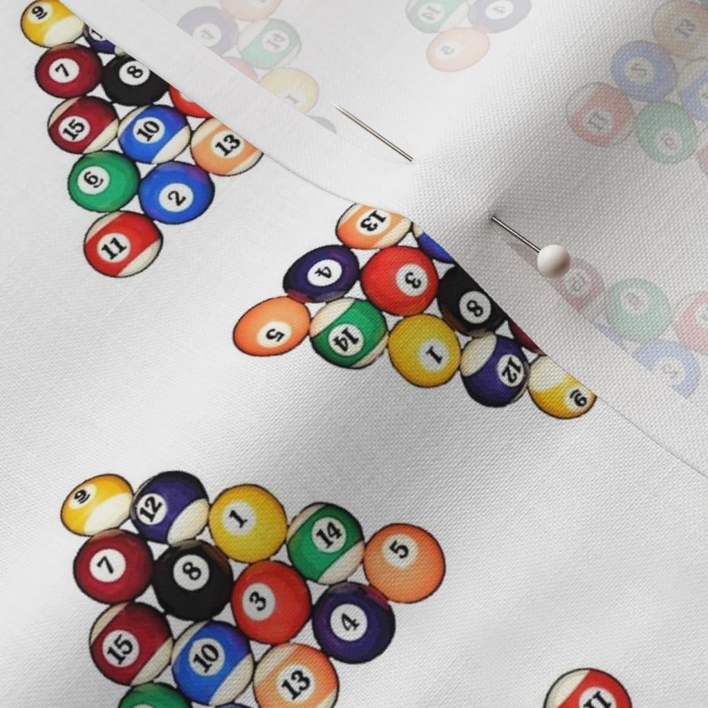 Spoonflower Fabric - Ball Pool Billiards Balls Games Sport Game Match Man Cave Printed on Petal Signature Cotton Fabric by The Yard - Sewing Quilting Apparel Crafts Decor