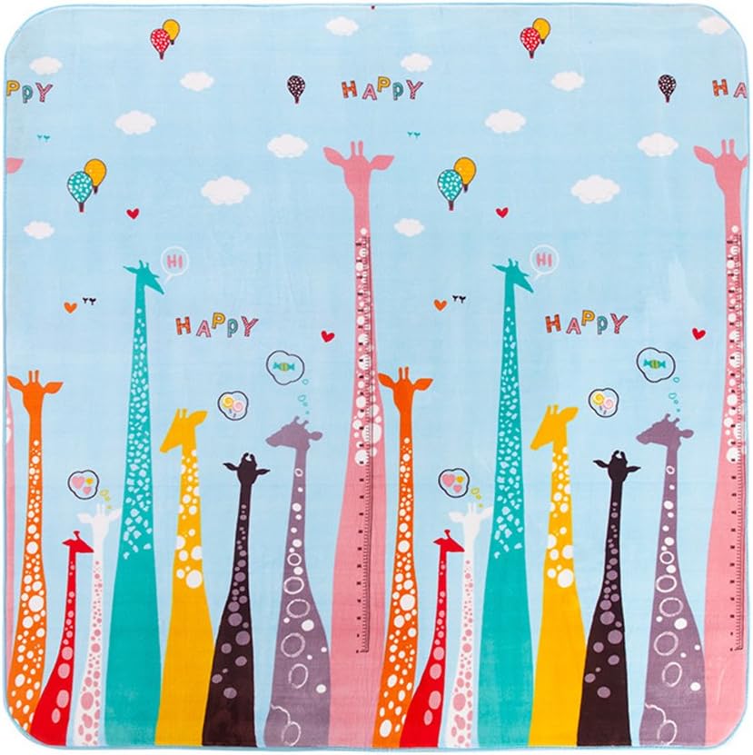 MeMoreCool Colorful Giraffe Cartoon Area Rugs Anti-Slip Kids Bedroom Carpet Thicken Baby Crawling Mats Machine Washable Rugs 77 X 79 Inch
