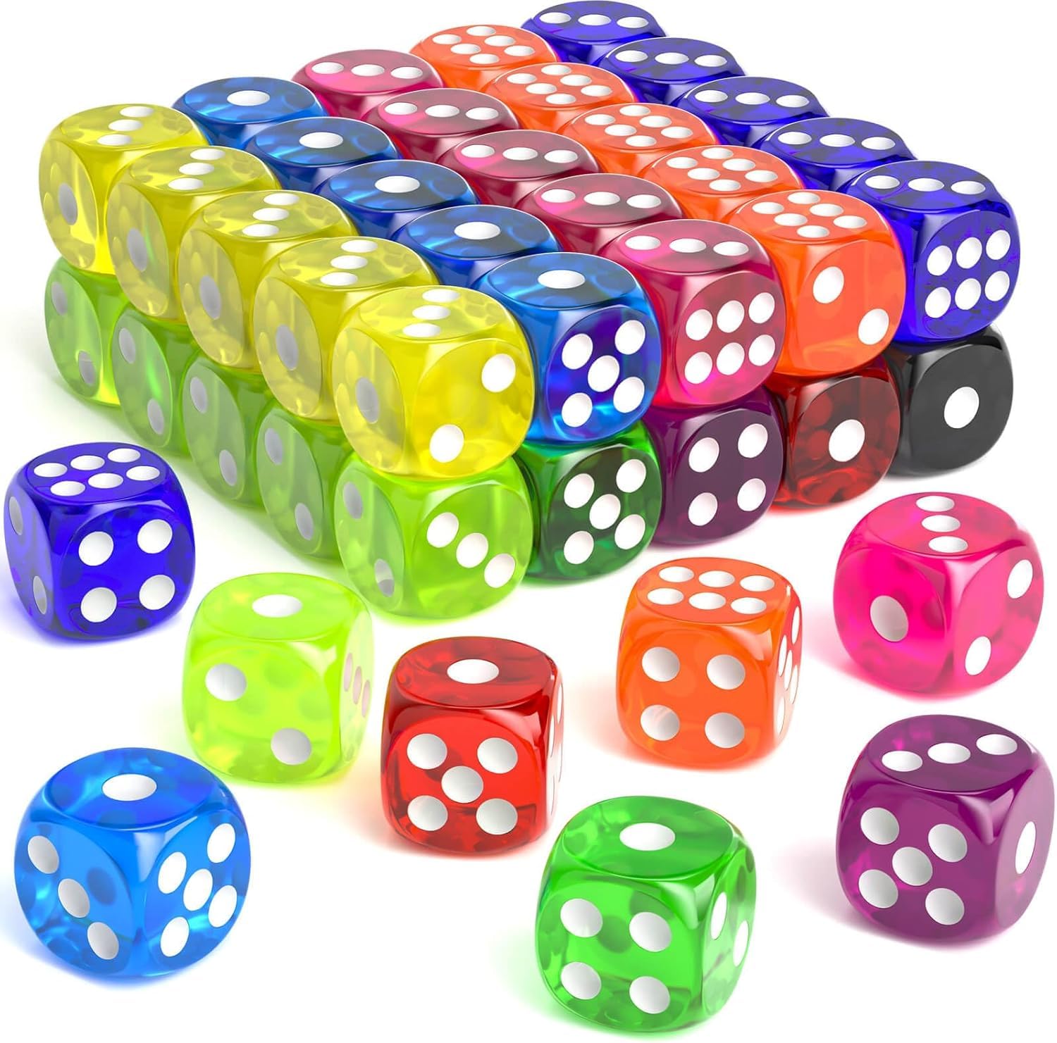 ikis Translucent Six Sided D6 Dice for Playing Board Game Pack of 3| (Colour May Vary) 1