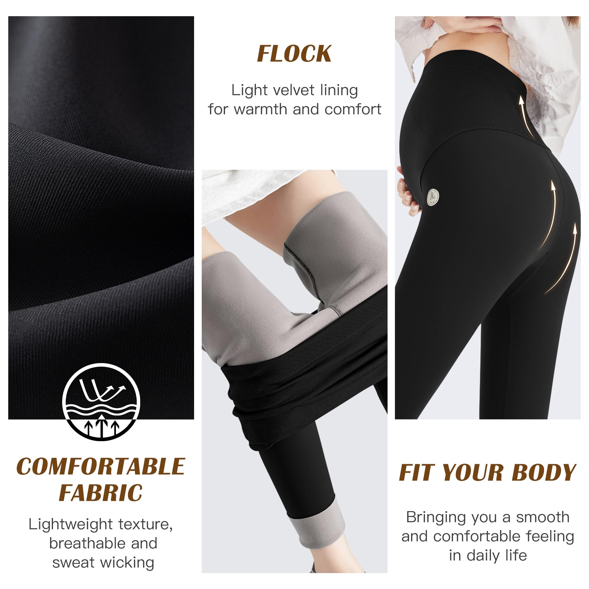 beifon Leggings de Maternidad para Mujer térmicos de Invierno, Leggings térmicos de Cintura Alta, Pantalones de Maternidad con Forro para Mujer