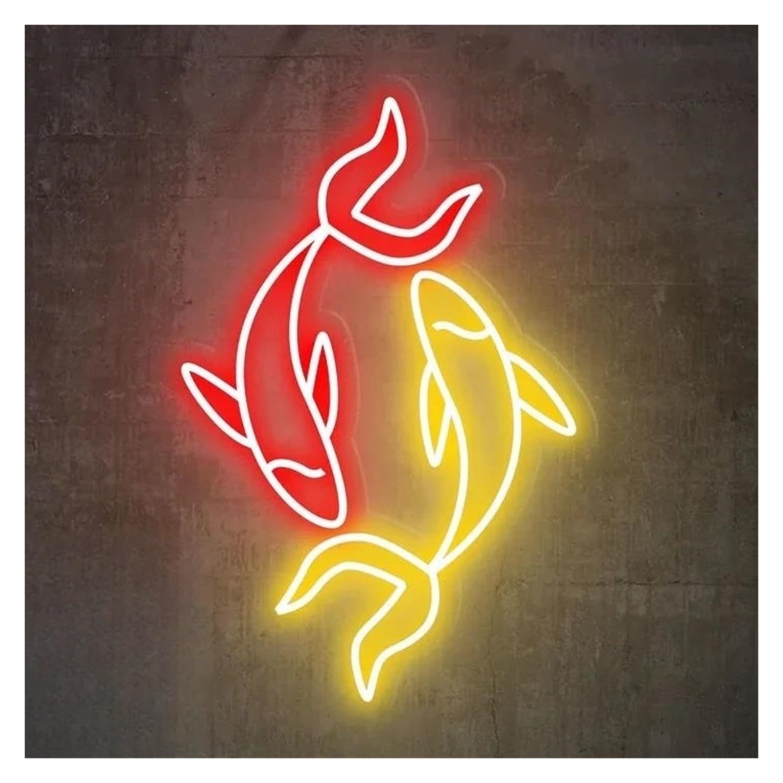 SHOUXI Sign Lamp Koi Fish Neon Sign Lucky Animal Decor USB Operated for Store Bar Club Home Party Multipurpose Decorative Lamps 38cm(E)