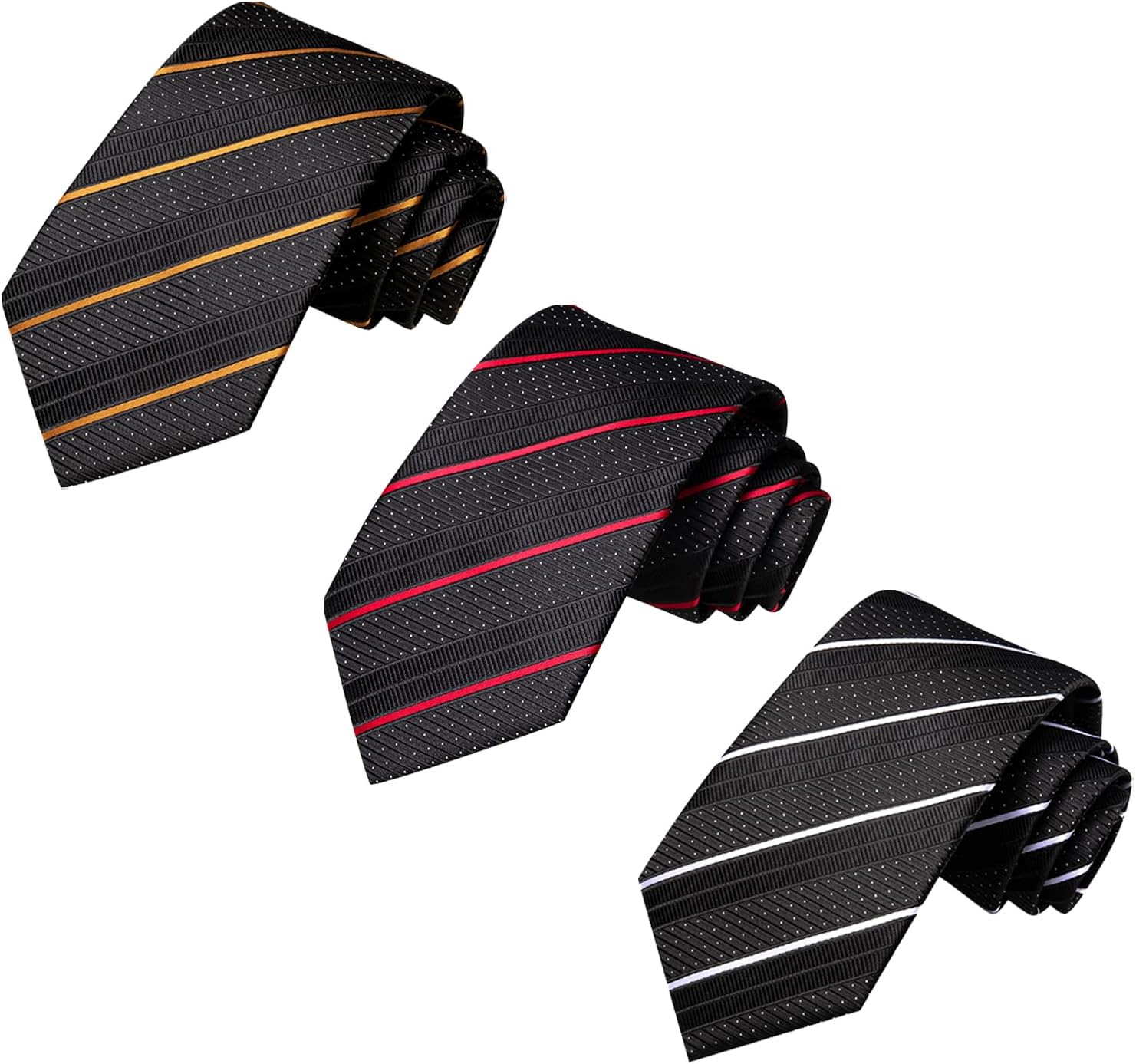 Hi-Tie 3 Pcs Gift Box Mens Tie Set Necktie with Pocket Square Cufflinks Lapel Pin Silk Neck Tie Collection