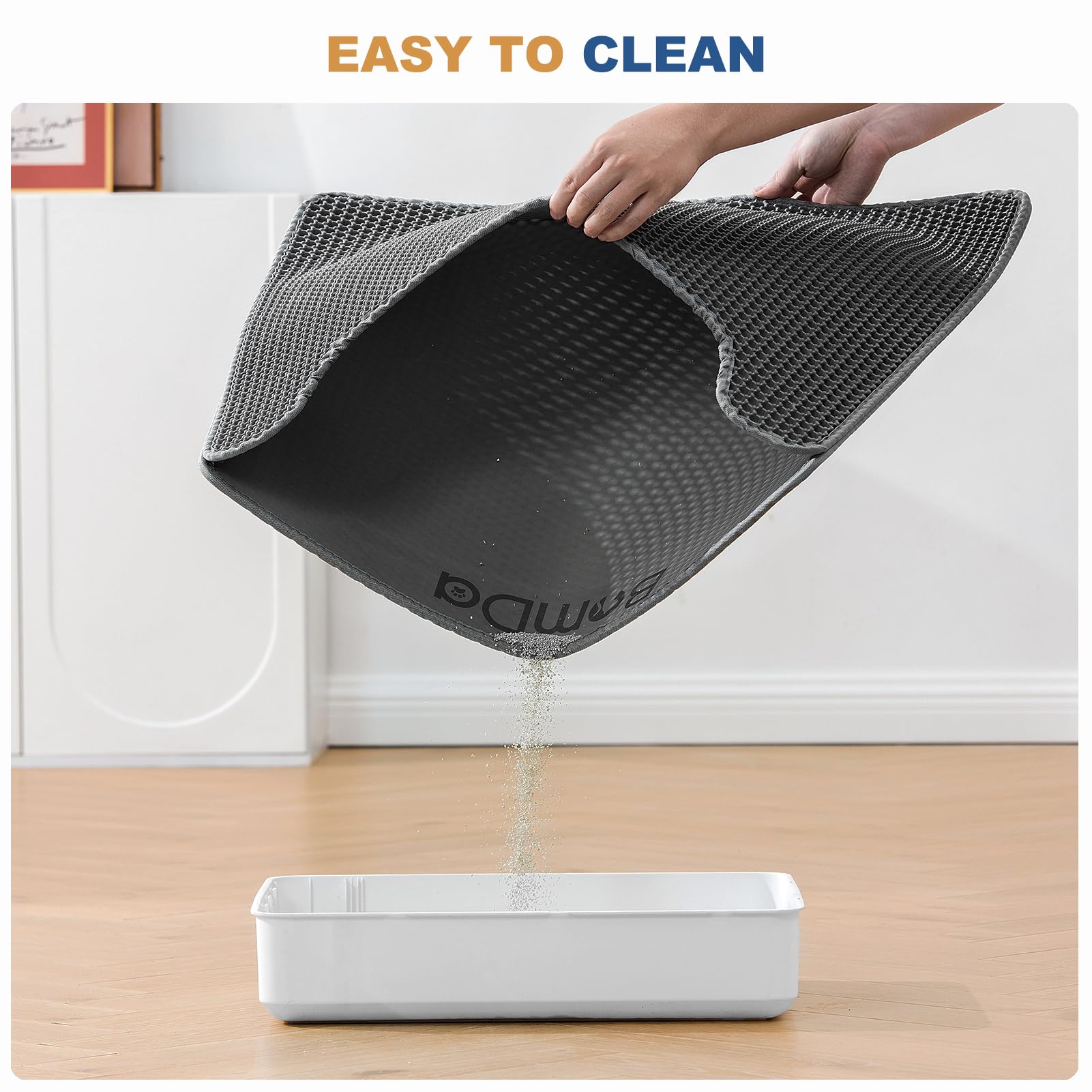 BomDa Tappetino per Lettiera gatti, Design a Nido D'ape, Impermeabile, Doppio Strato (Modello 1(grigio), 58x43cm)