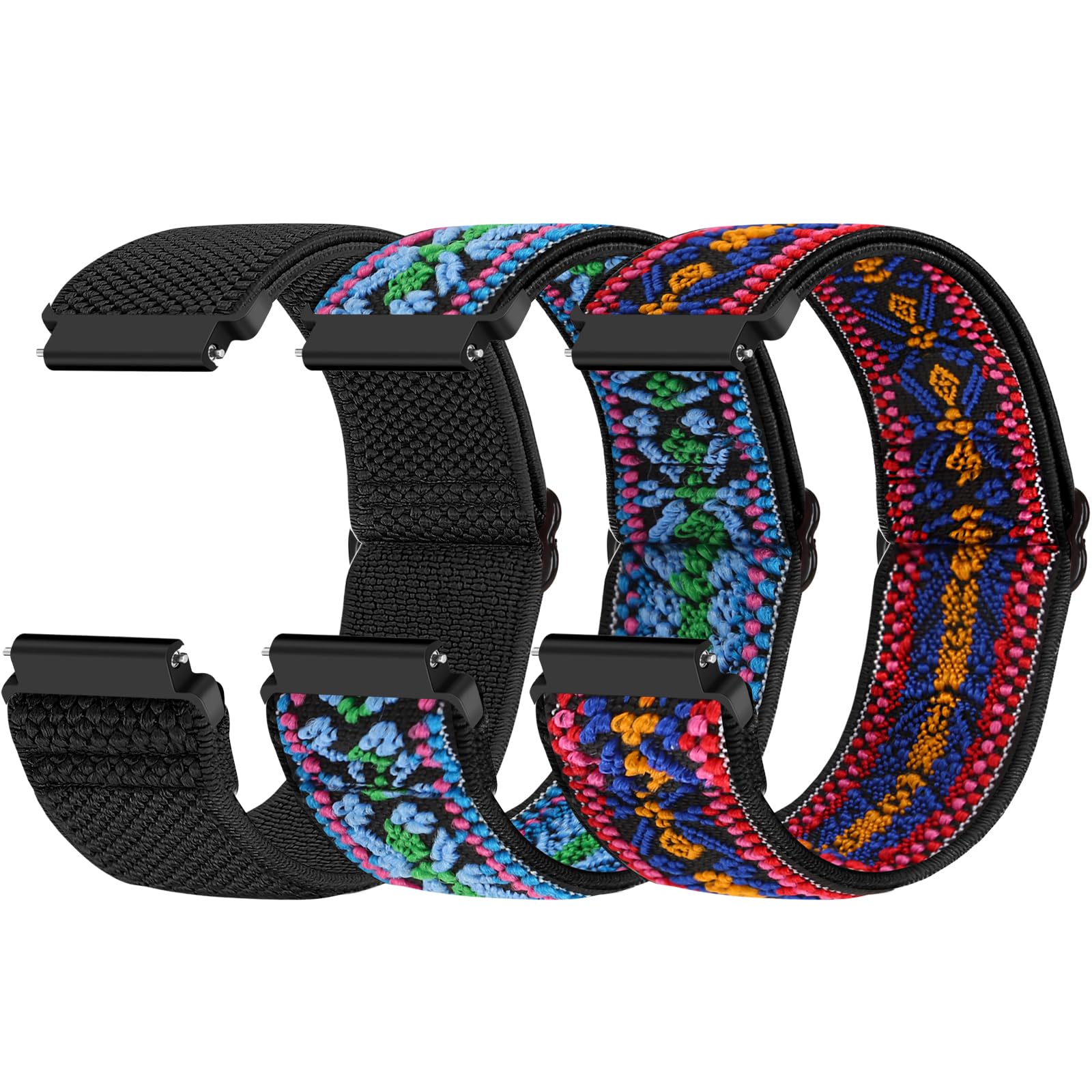 Compatible with 16mm 18mm 19mm 20mm 22mm 24mm Watch Bands Quick Release Replacement Wristband,Adjustable Stretchy Nylon Solo Loop Straps Fabric Braided Sport Elastic Bands for Men Women