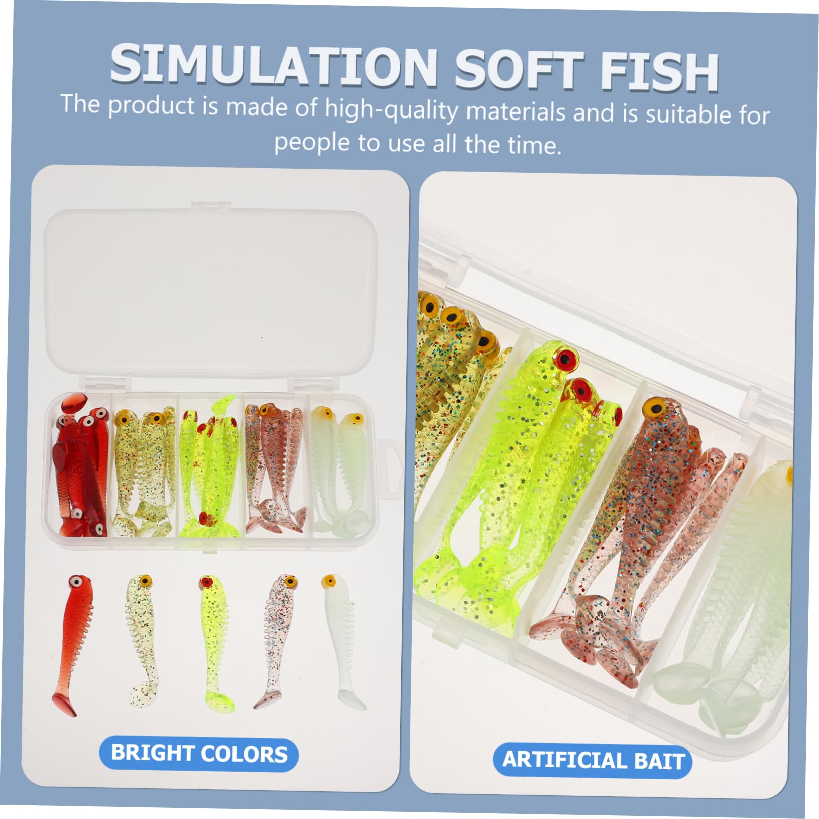 ABOOFAN 150pièces Leurres Plastique Souples Leurres De Simulation Tail avec Boîte De Rangement Couleurs Assorties Accessoire pour Truite Bar Salmonidés Et Carnassiers