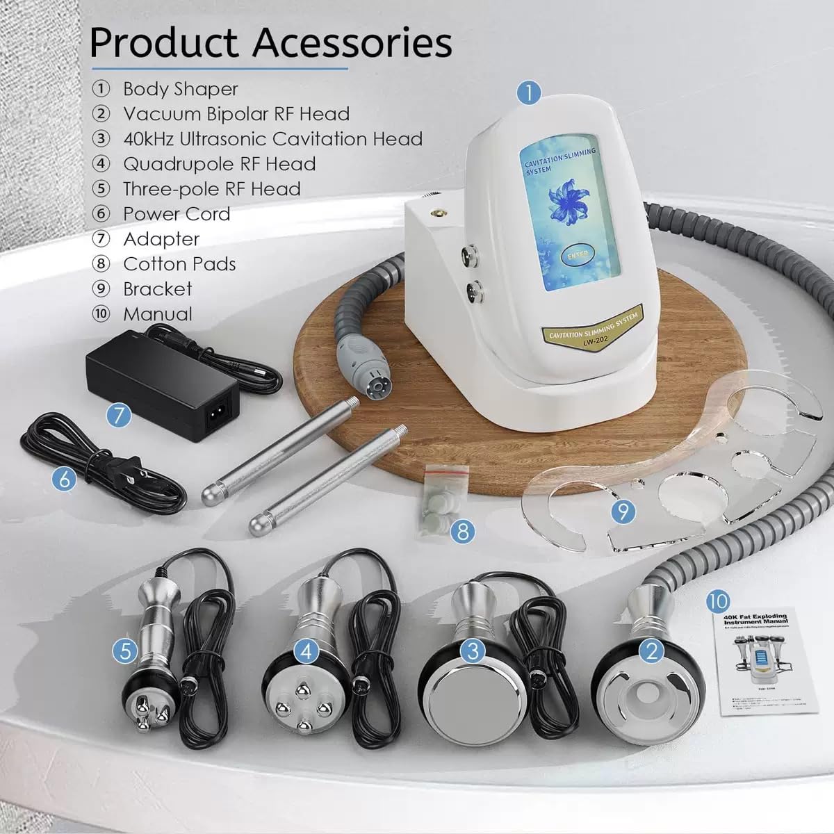 Macchina per cavitazione 40K Radiofrequenza RF 4 in 1 Macchina per modellamento del corpo, ringiovanimento della pelle Strumento per la cura della pelle per uso domestico Spa Viso Collo Braccia Vita C