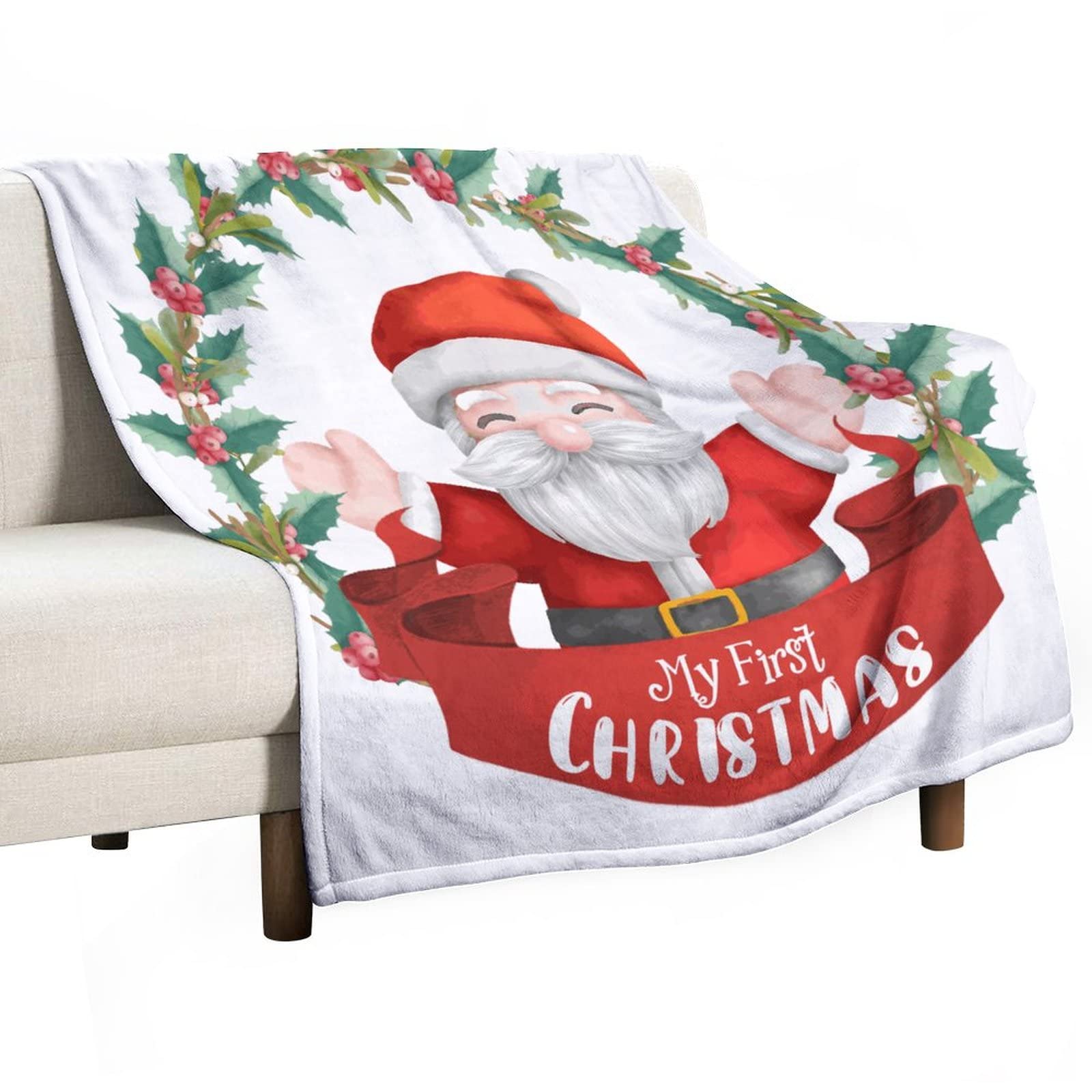 Couverture en flanelle de Noël 130x150 cm | Plaid polaire doux pour lit et canapé Bonhomme de neige