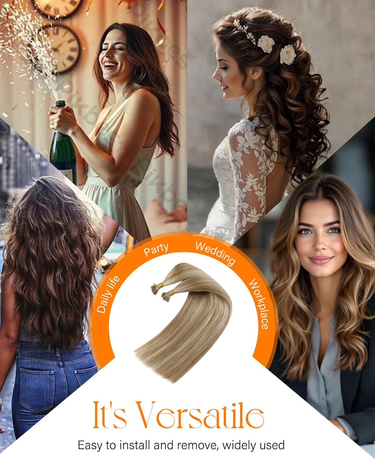 Sunny Hair Nano Bead Hair Extensions Human Hair Light Blonde Nano Extensions Human Hair Highlight Nano Tip Hair Extensions Light with Platinum Blonde for Women 14inch 50g