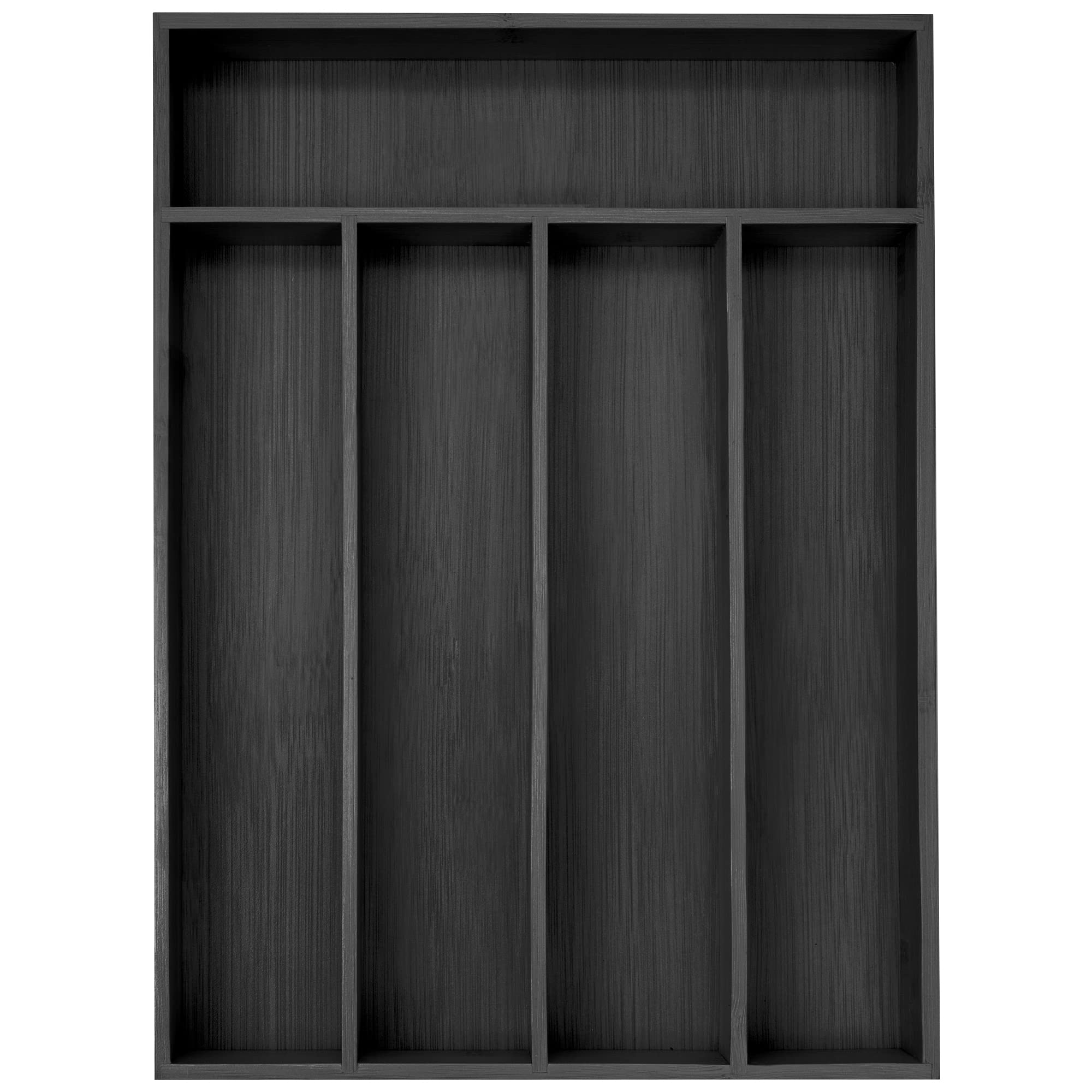 Besilord Bamboo Kitchen Silverware Organizer Black Utensil Holder